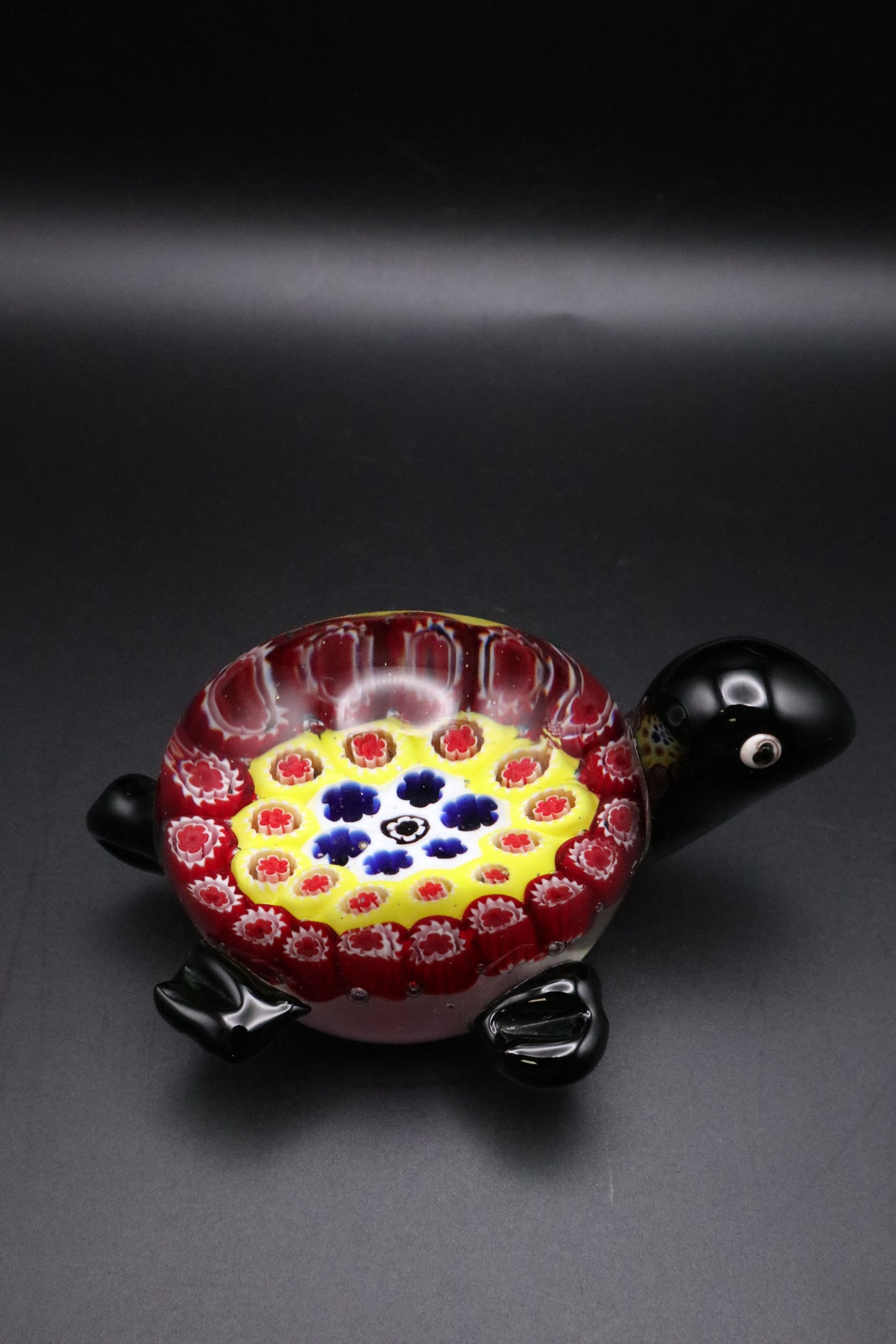 VINTAGE ART GLASS MILLEFIORI TURTLE PAPERWEIGHT