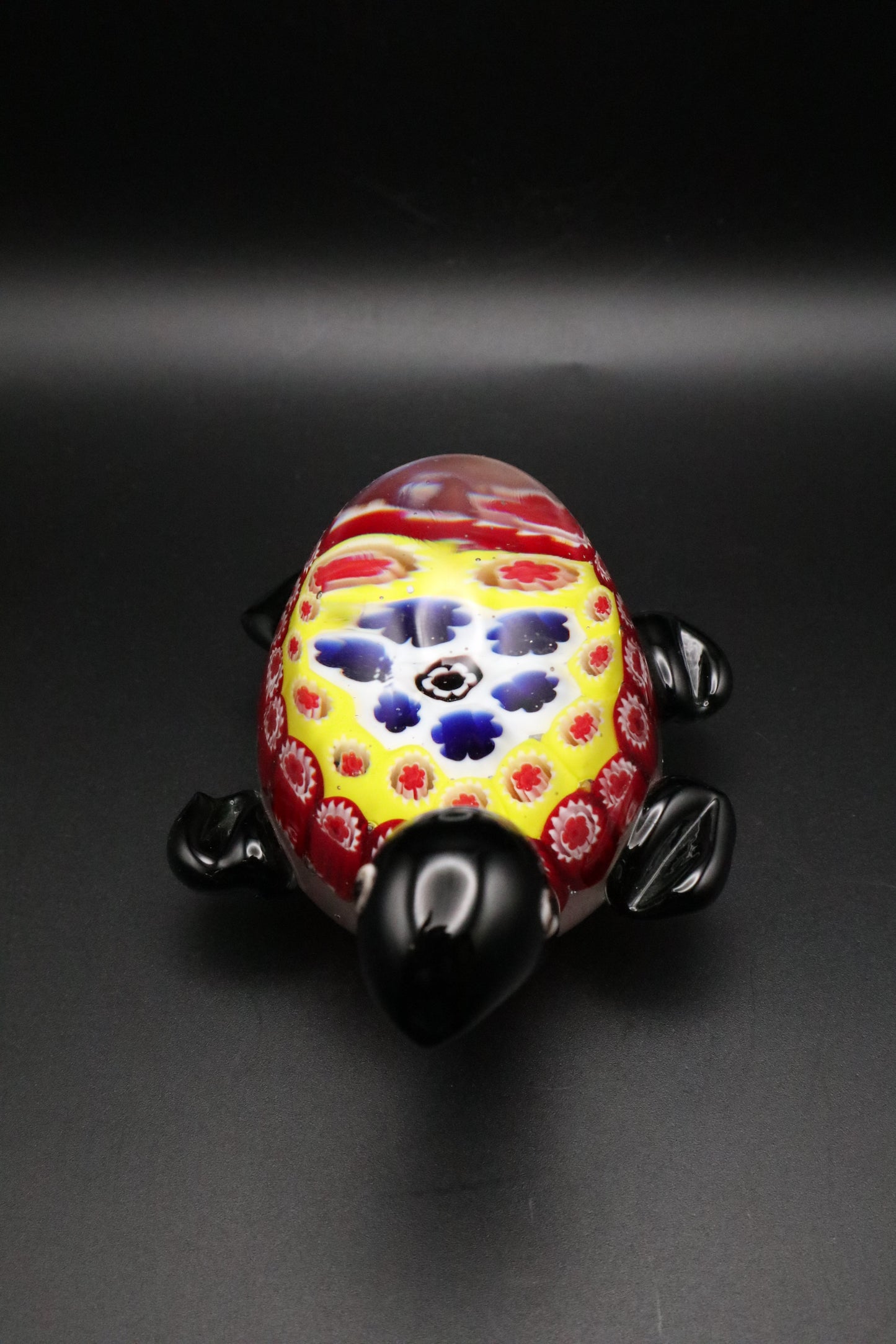VINTAGE ART GLASS MILLEFIORI TURTLE PAPERWEIGHT