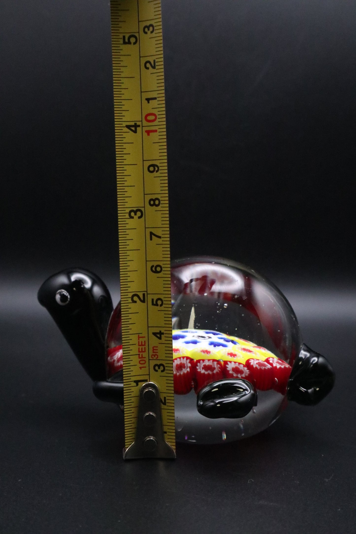 VINTAGE ART GLASS MILLEFIORI TURTLE PAPERWEIGHT