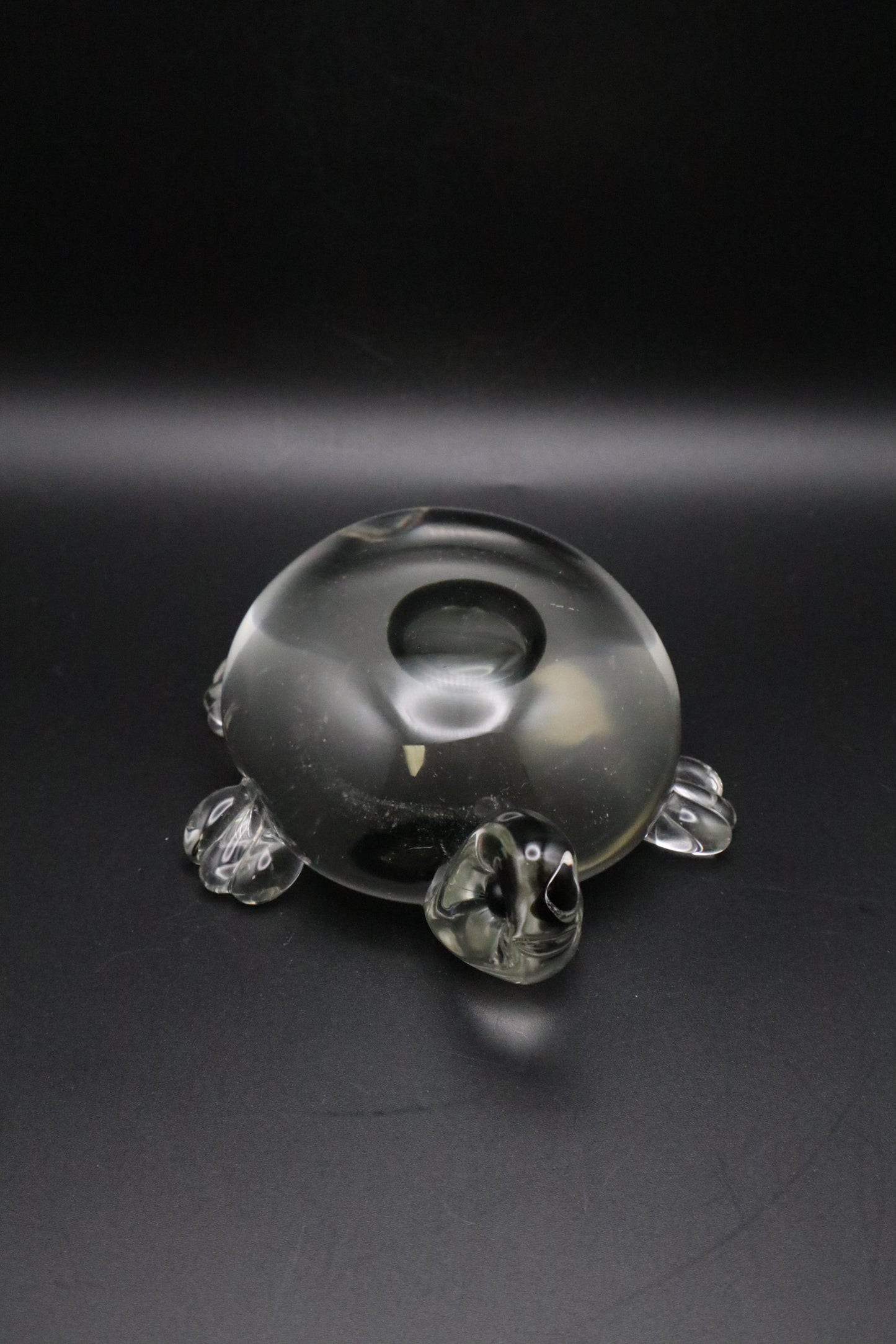 VINTAGE CLEAR GLASS TURTLE PAPERWEIGHT