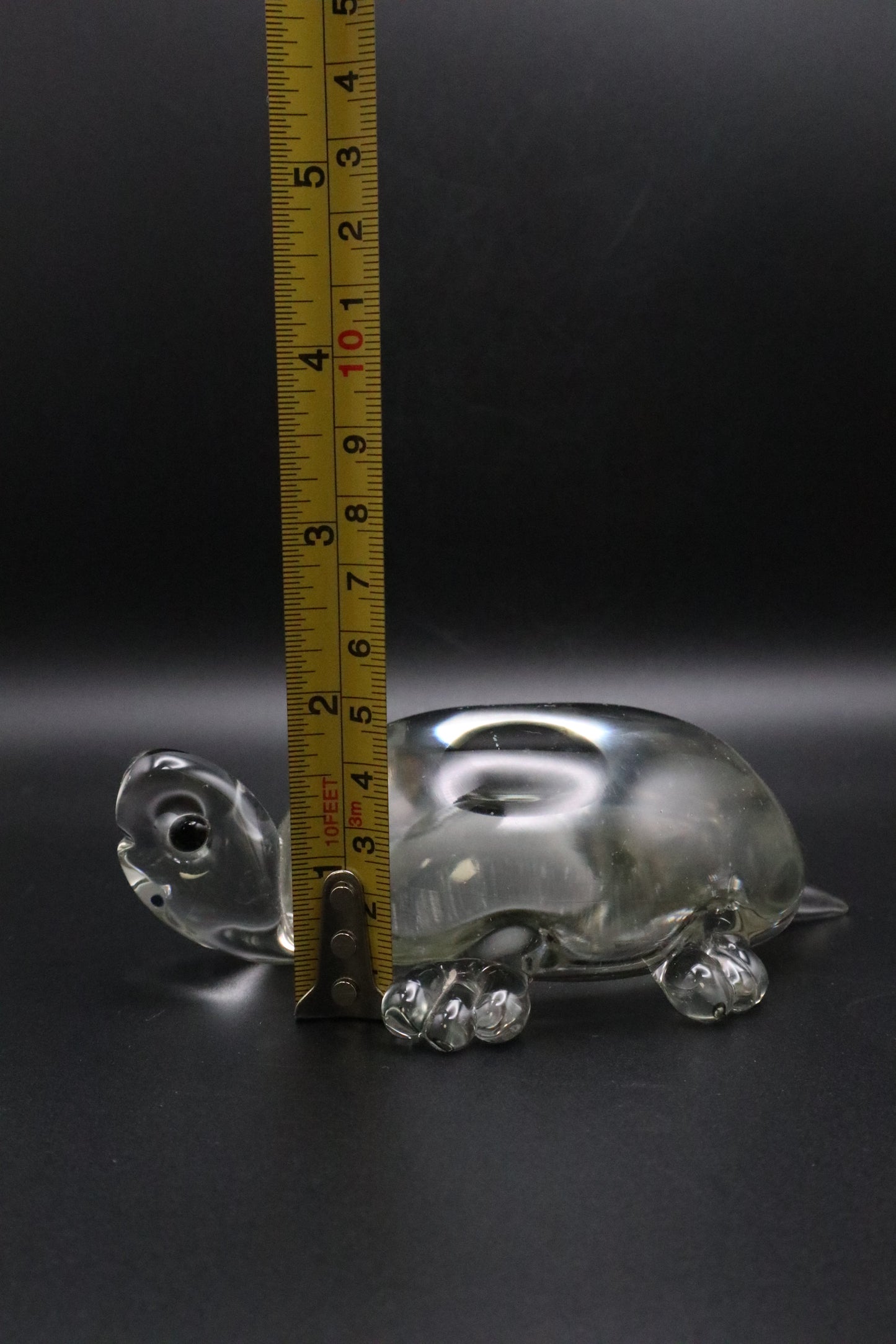 VINTAGE CLEAR GLASS TURTLE PAPERWEIGHT