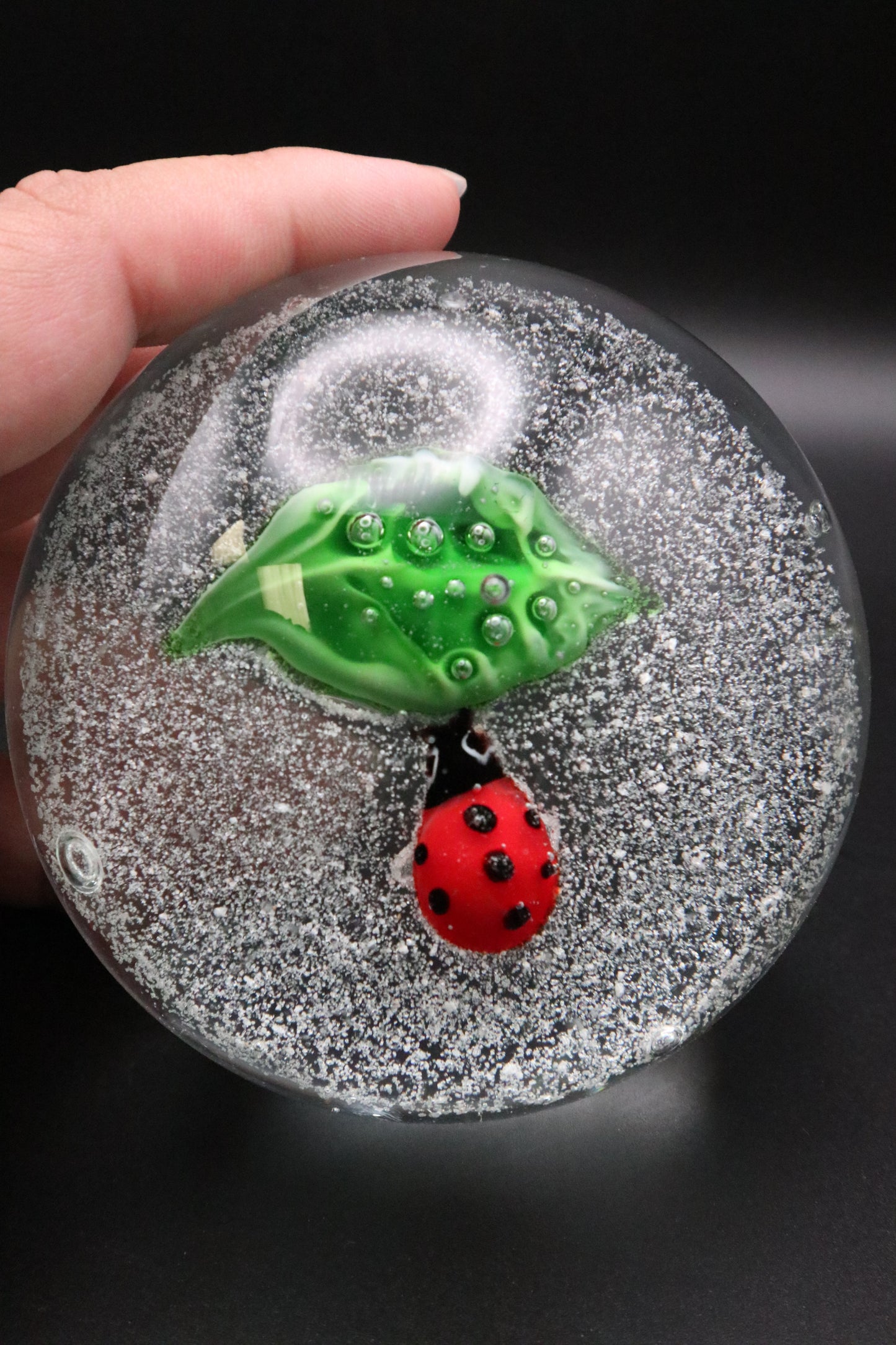 VINTAGE ART GLASS LADYBUG PAPERWEIGHT