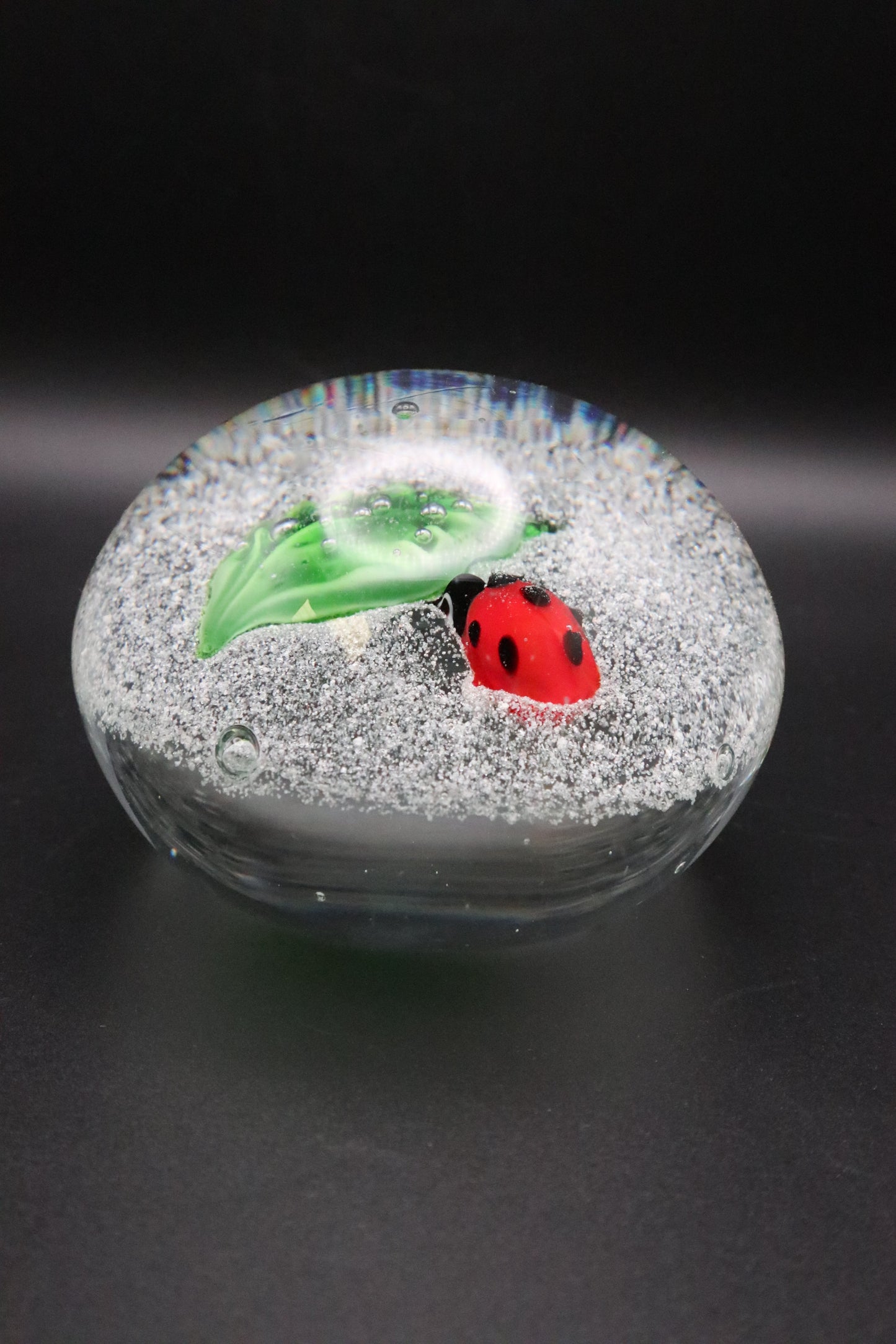 VINTAGE ART GLASS LADYBUG PAPERWEIGHT