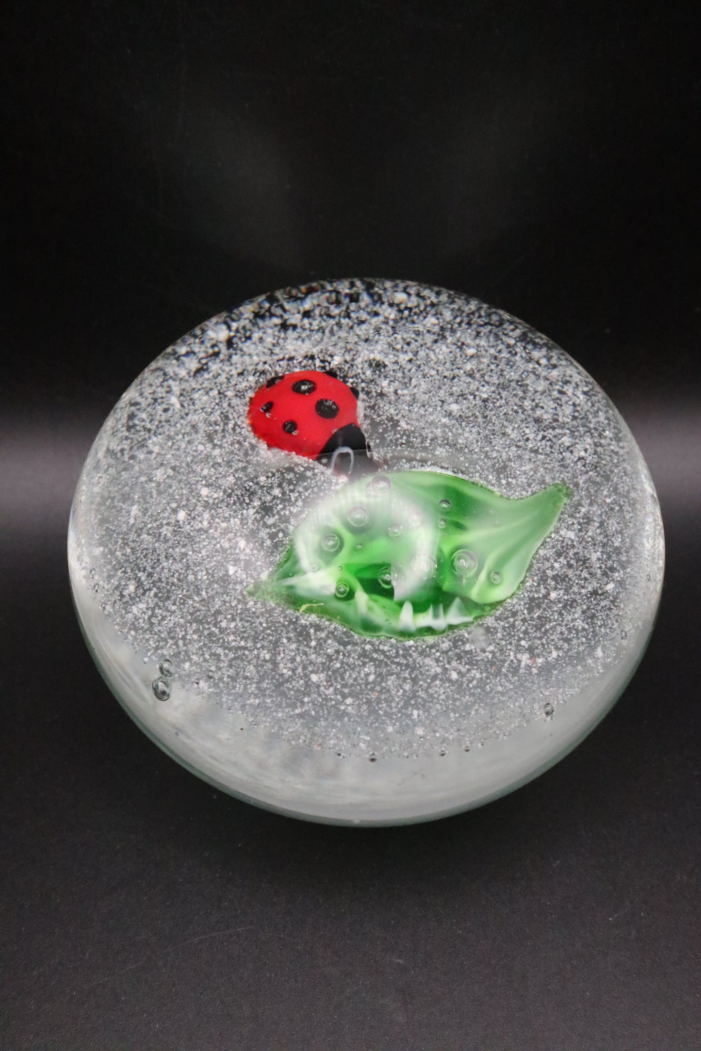VINTAGE ART GLASS LADYBUG PAPERWEIGHT