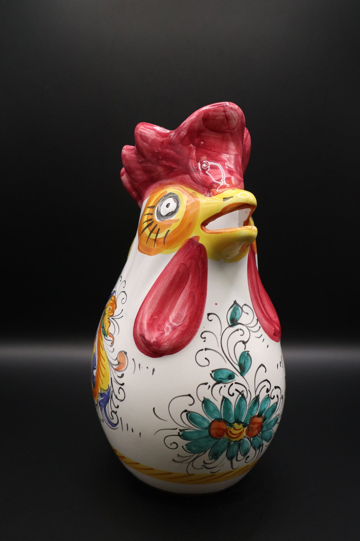 VINTAGE WILLIAMS & SONOMA HAND PAINTED ITALIAN CERAMIC ROOSTER PITCHER