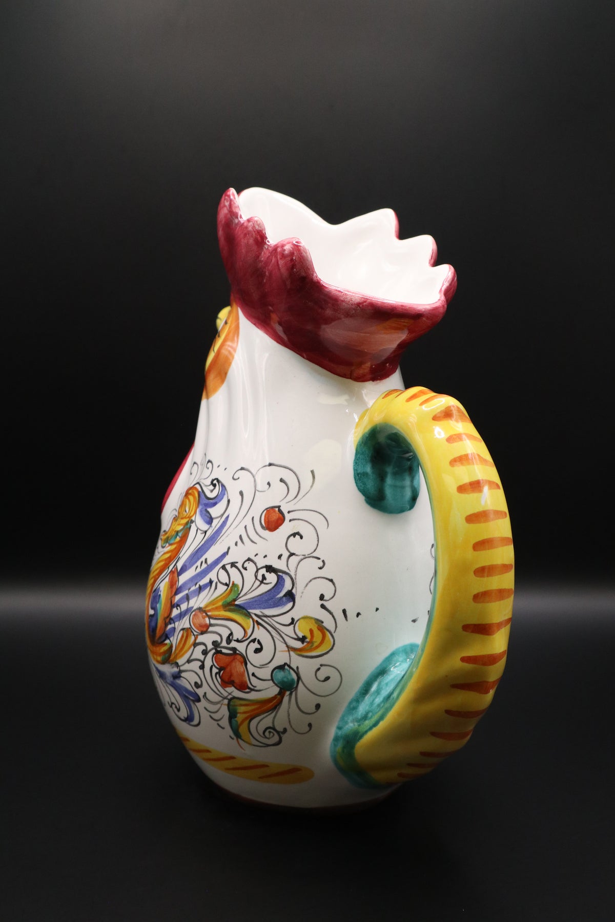 VINTAGE WILLIAMS & SONOMA HAND PAINTED ITALIAN CERAMIC ROOSTER PITCHER