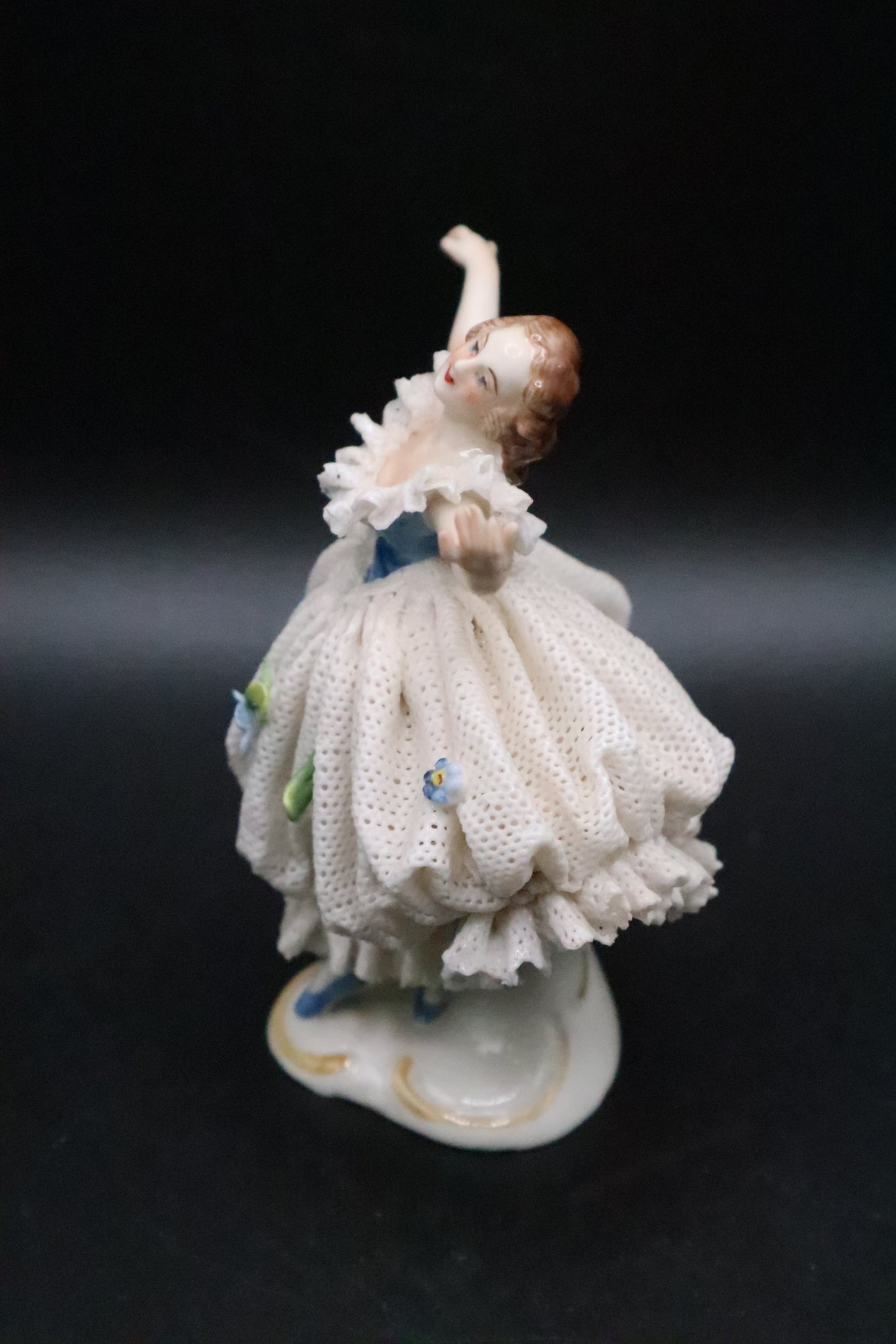 DRESDEN GERMANY BALLERINA WITH LACE PORCELAIN