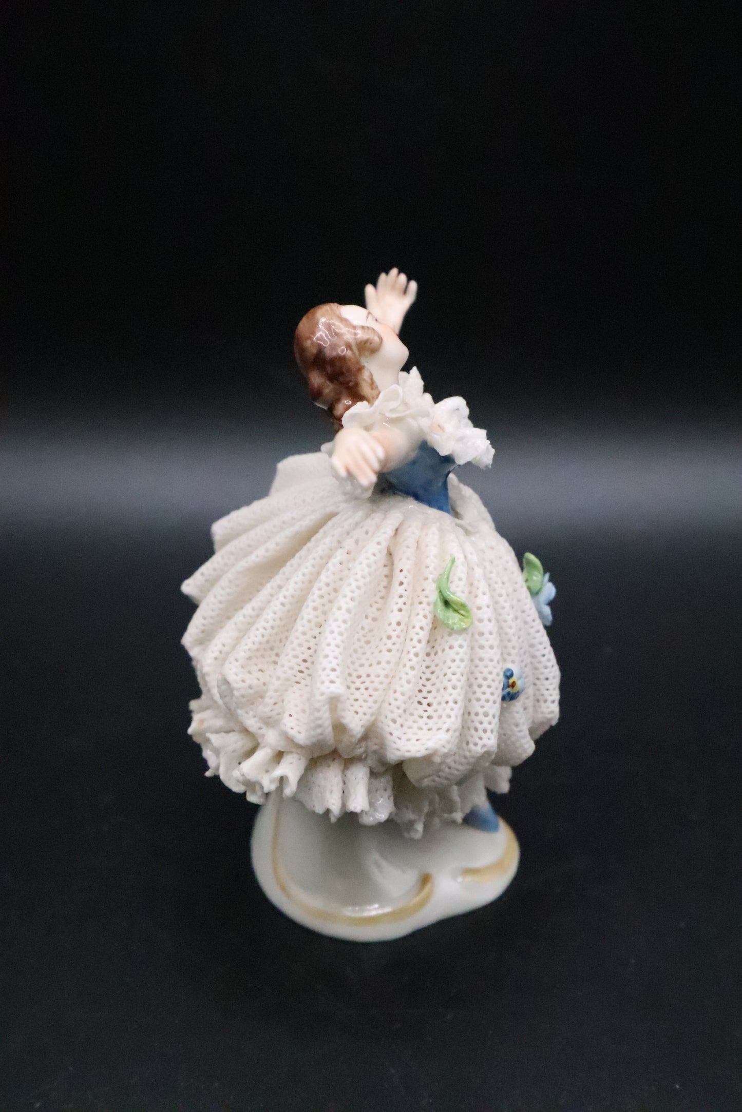 DRESDEN GERMANY BALLERINA WITH LACE PORCELAIN