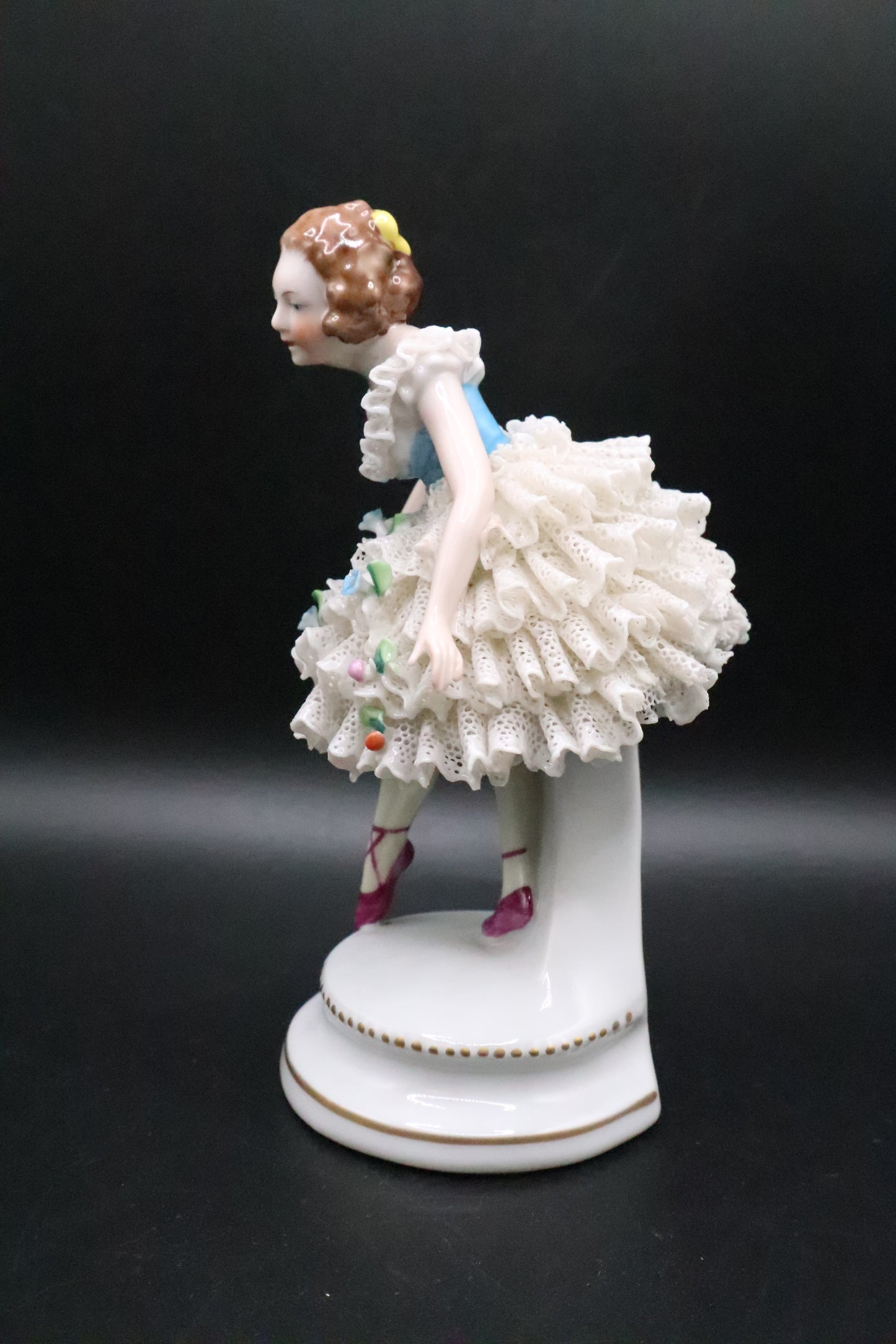 DRESDEN GERMANY BALLERINA WITH LACE PORCELAIN