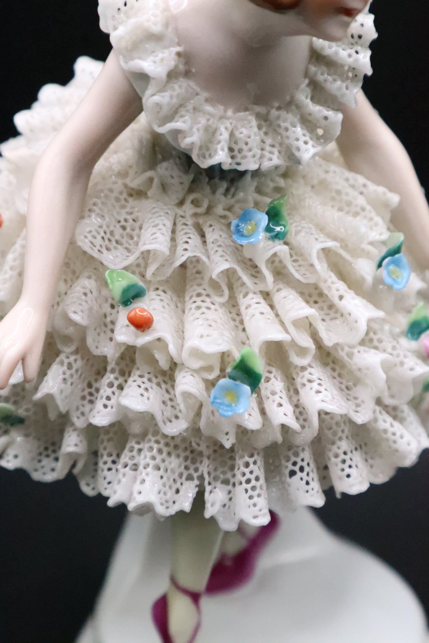 DRESDEN GERMANY BALLERINA WITH LACE PORCELAIN