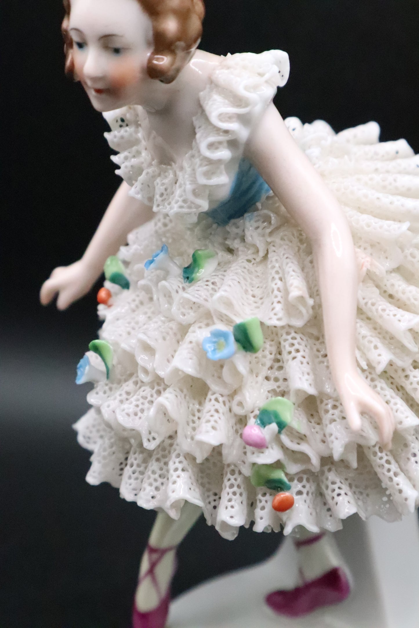 DRESDEN GERMANY BALLERINA WITH LACE PORCELAIN