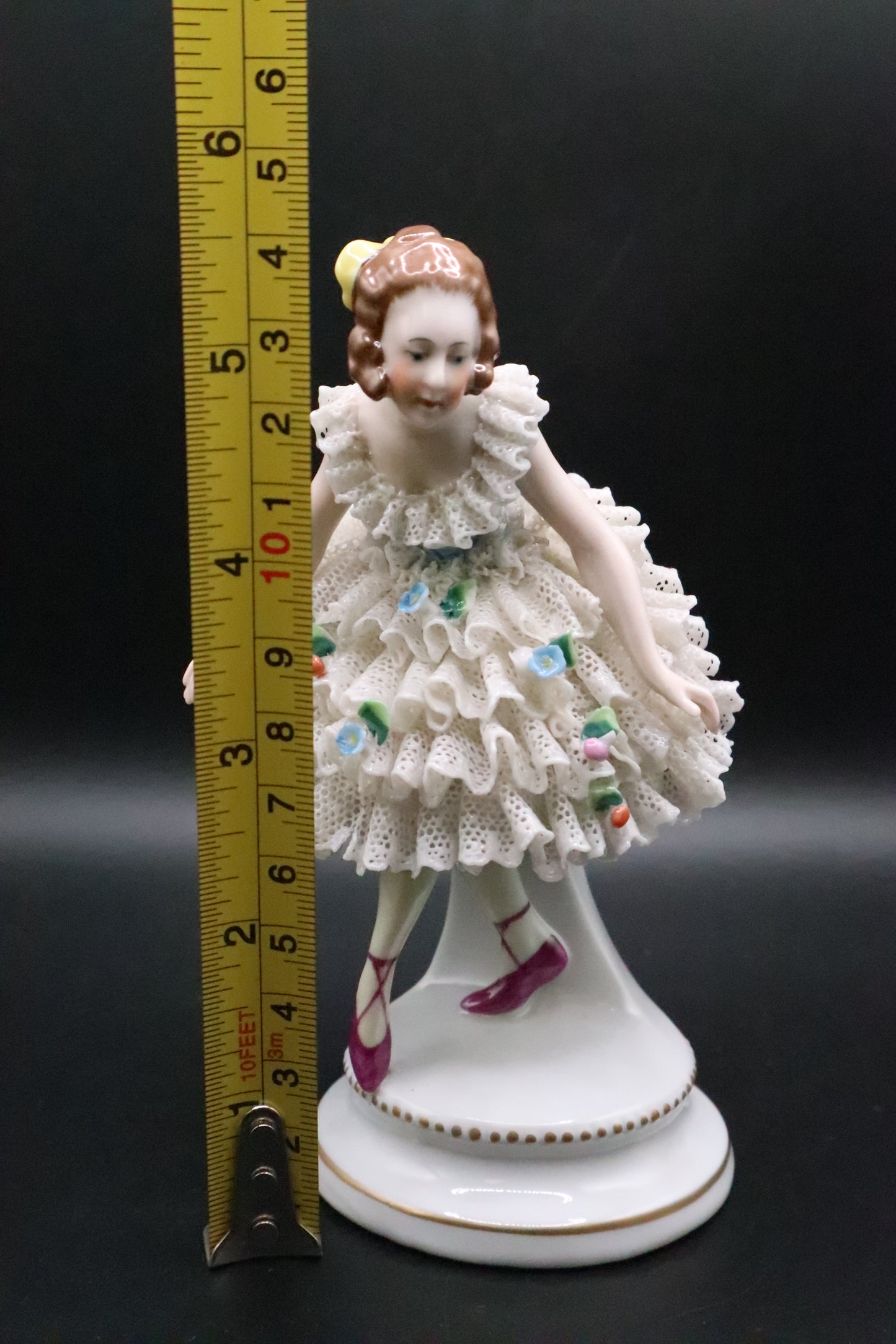 DRESDEN GERMANY BALLERINA WITH LACE PORCELAIN