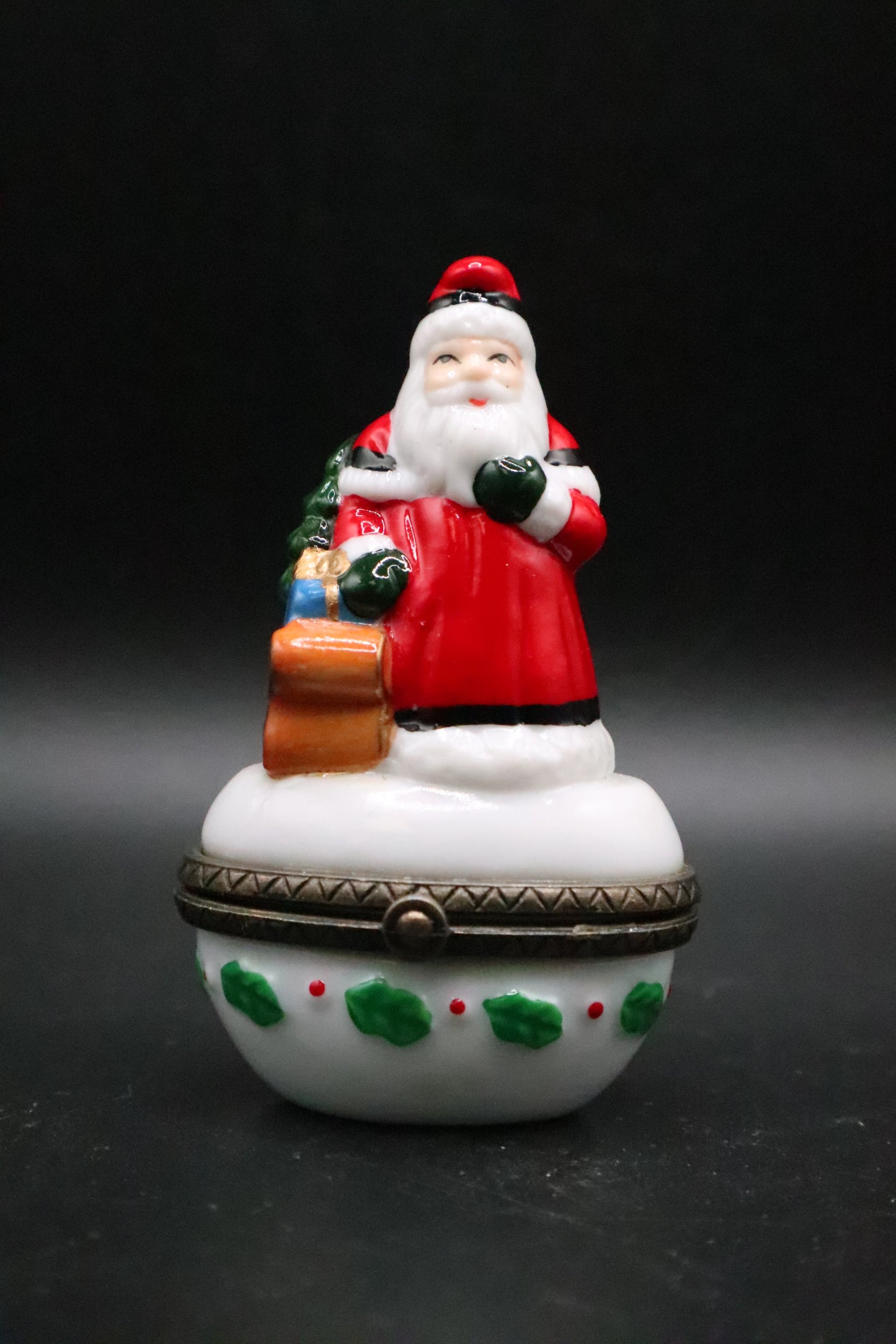 VINTAGE CERAMIC TRINKET BOX SANTA CLAUS