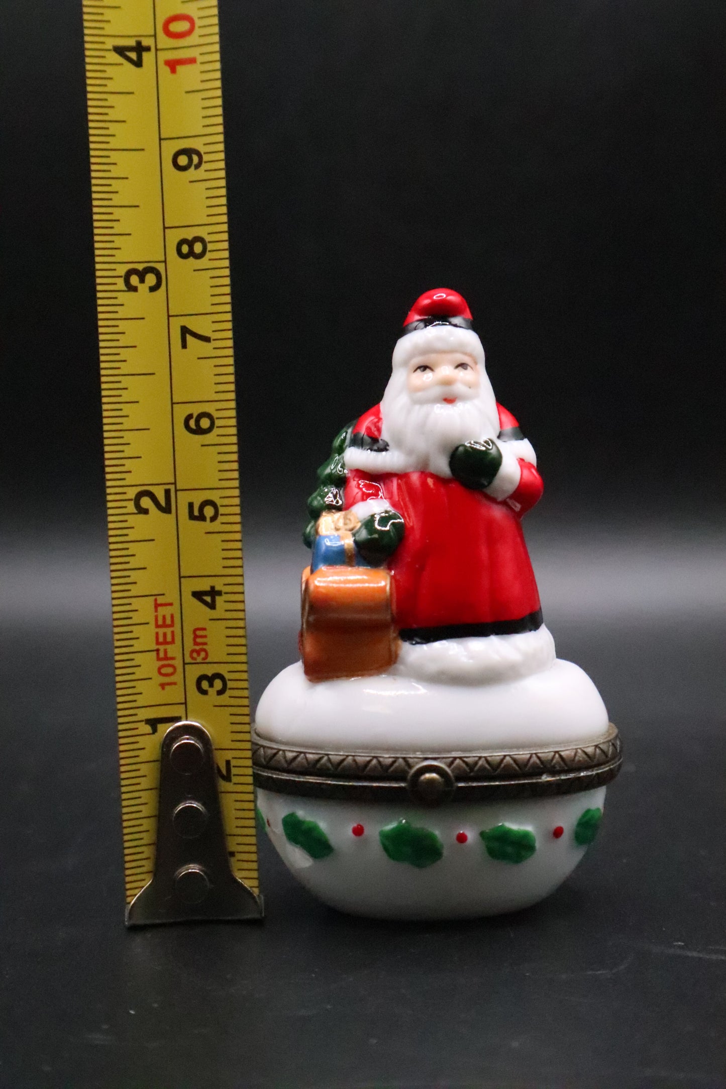 VINTAGE CERAMIC TRINKET BOX SANTA CLAUS