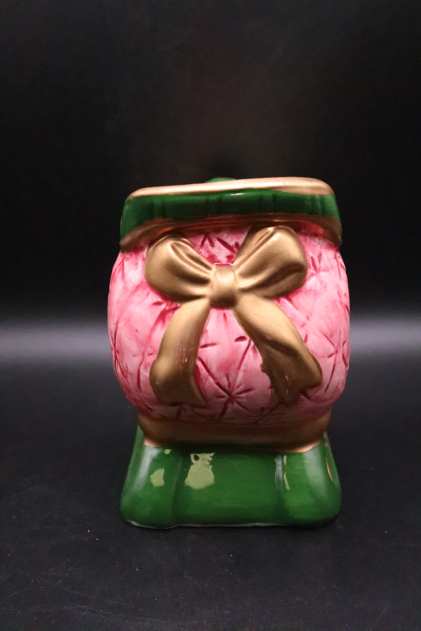 CERAMIC SANTA'S PINK SLEIGH