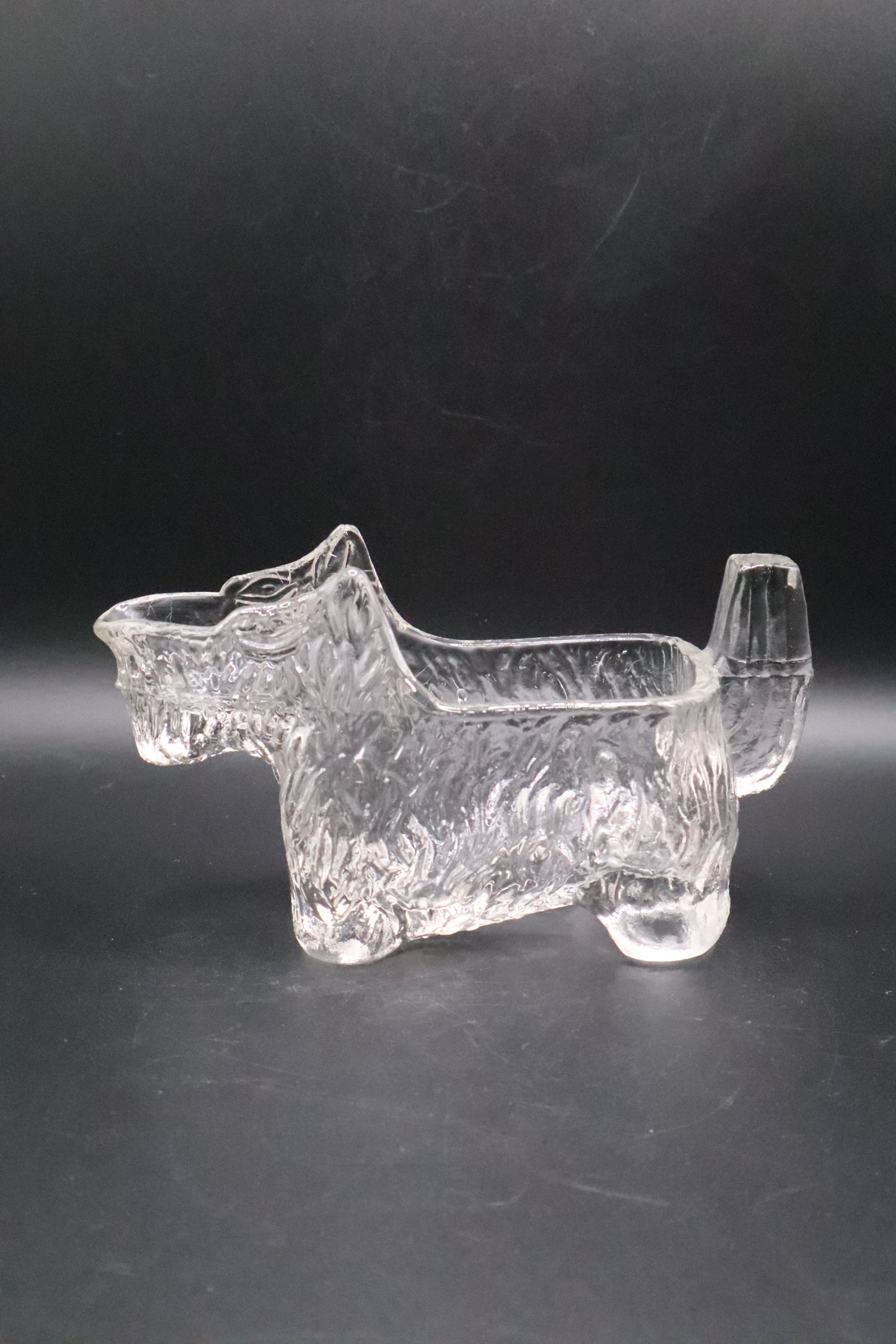 VINTAGE SCOTTIE DOG CLEAR GLASS CREAMER