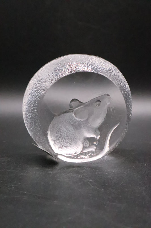 MATS JONASSON SWEDEN SIGNATURE COLLECTION CRYSTAL MOUSE PAPERWEIGHT