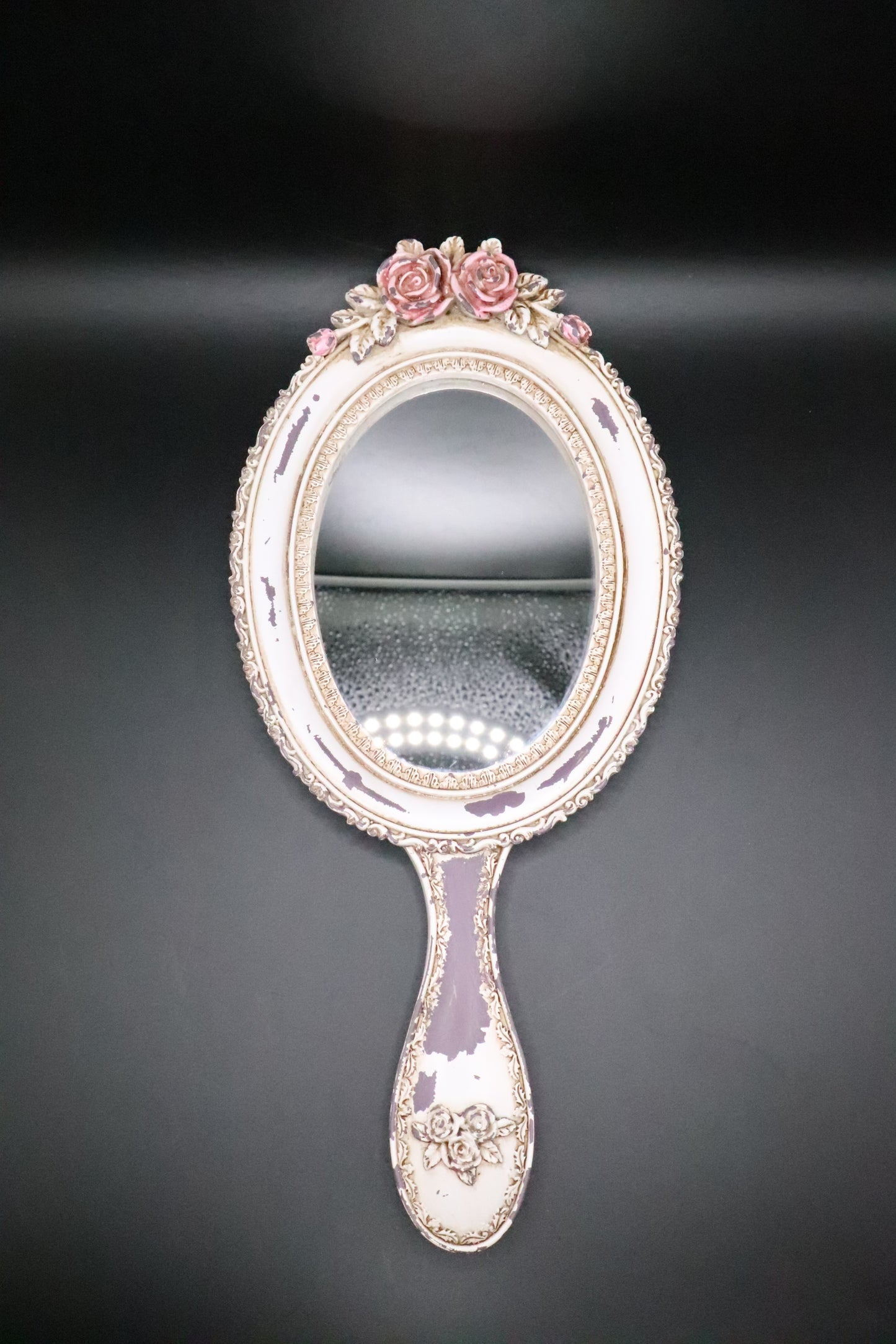VINTAGE VANITY ROSE DESIGN HAND HELD MIRROR