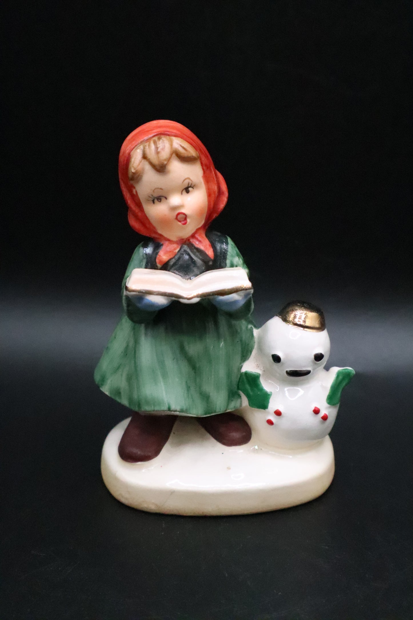 VINTAGE NAPCOWARE CHRISTMAS CAROLING GIRL W/SNOWMAN FIGURINE
