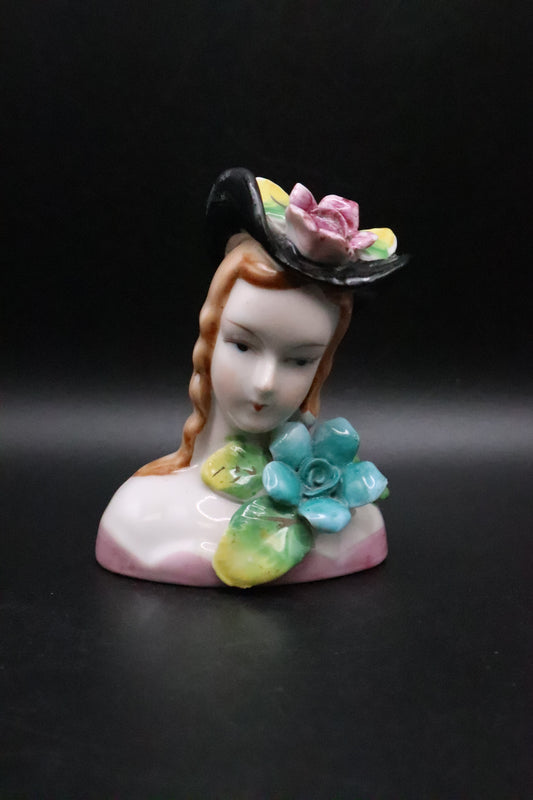 VINTAGE M|K HANDPAINTED LADY PORCELAIN BUST MADE IN JAPAN