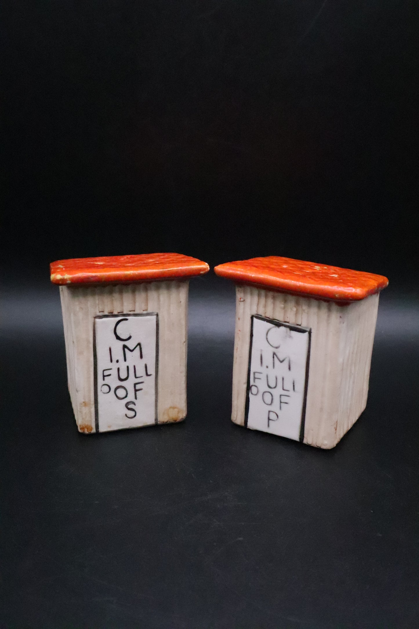 VINTAGE VICTORIA OUTHOUSE C I'M FULL OF SALT AND PEPPER SHAKERS