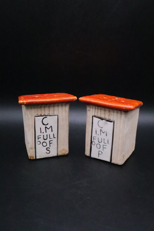 VINTAGE VICTORIA OUTHOUSE C I'M FULL OF SALT AND PEPPER SHAKERS