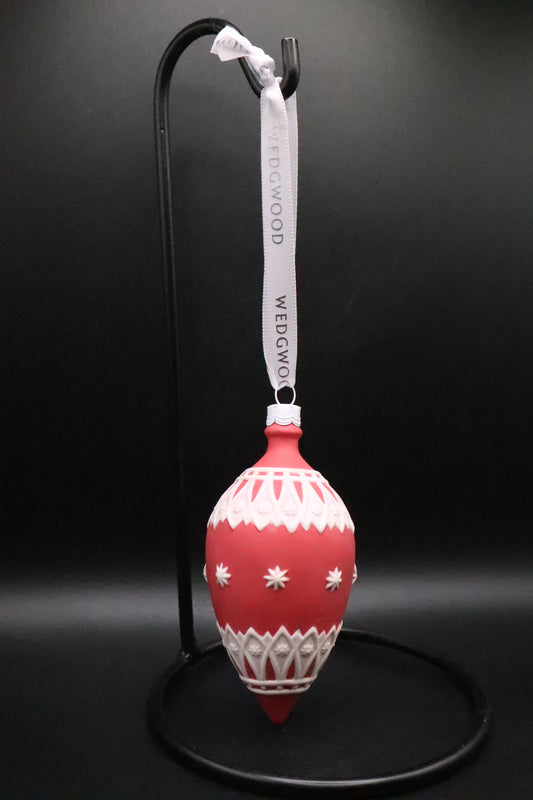 WEDGEWOOD CHRISTMAS RED NEOGLASS BAUBLE ORNAMENT