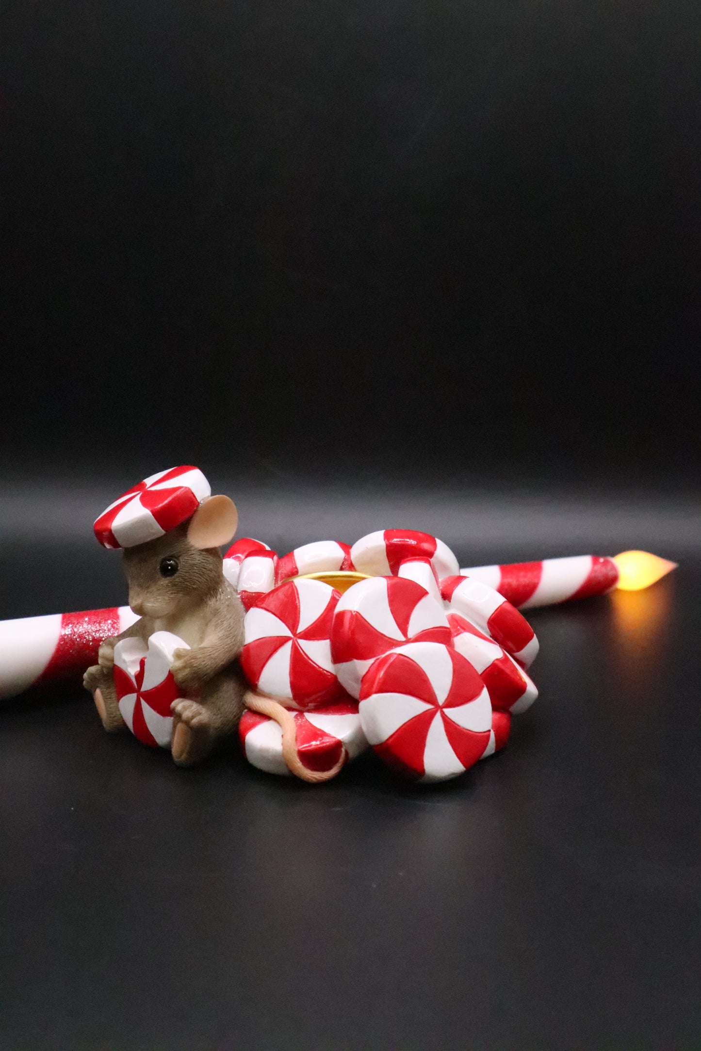 CHARMING TALES CANDY CANE CANDLE HOLDER