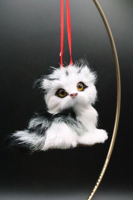 FAUX FUR CAT CHRISTMAS ORNAMENT