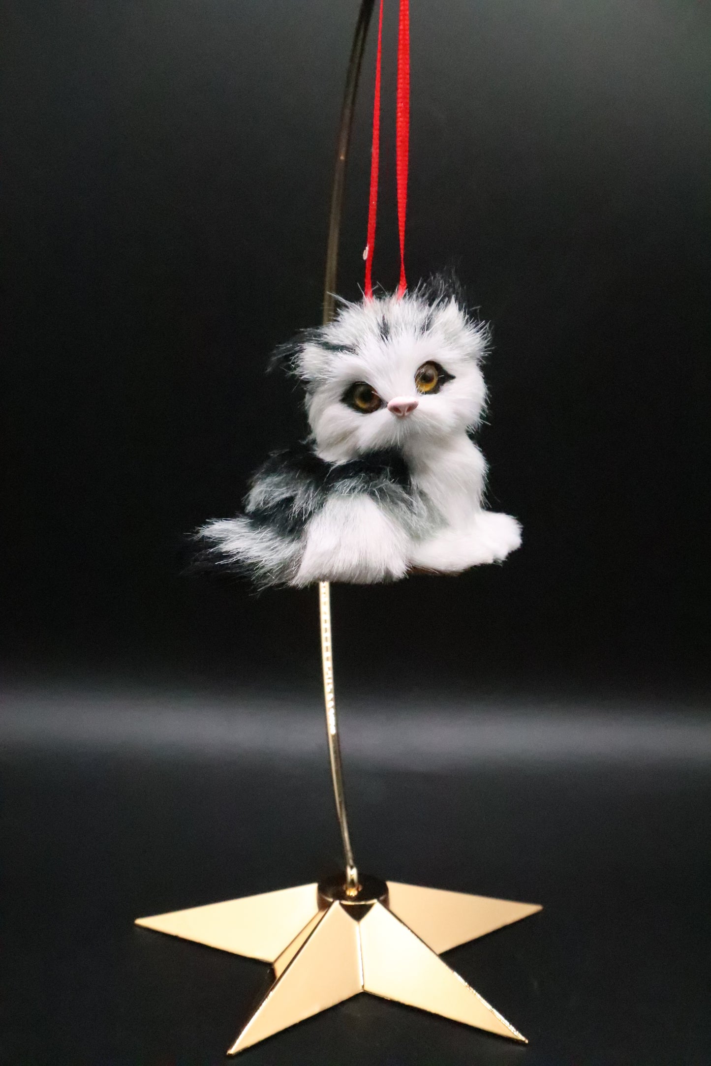 FAUX FUR CAT CHRISTMAS ORNAMENT