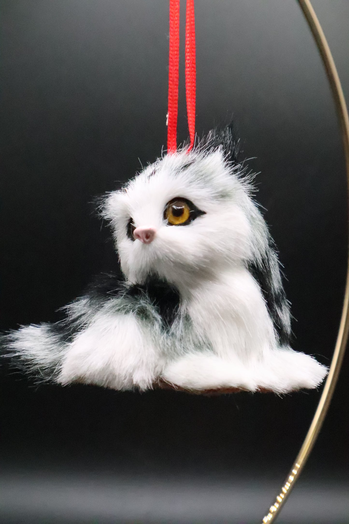 FAUX FUR CAT CHRISTMAS ORNAMENT