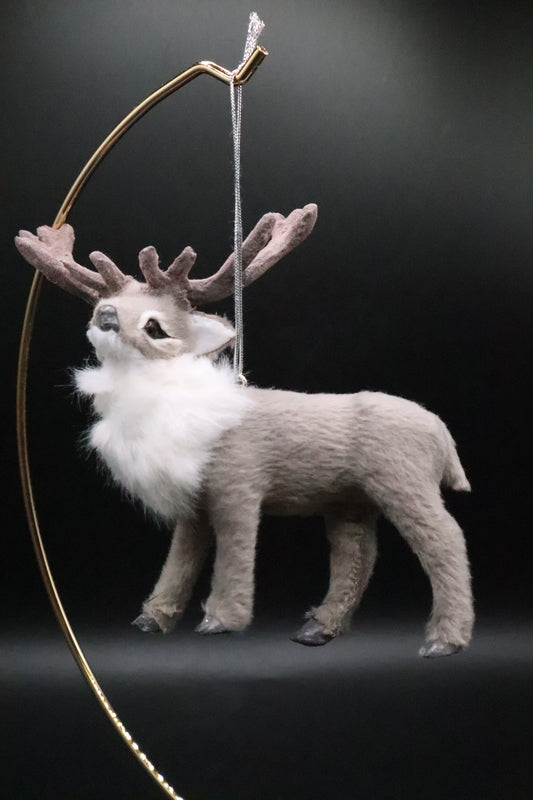 FAUX FUR REINDEER CHRISTMAS ORNAMENT