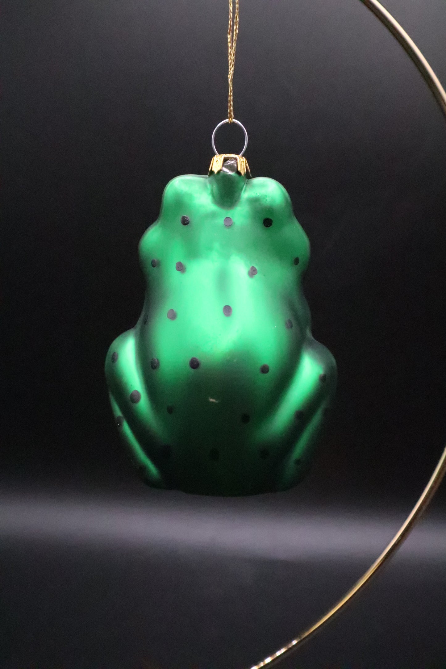 VINTAGE SITTING FROG GLASS ORNAMENT