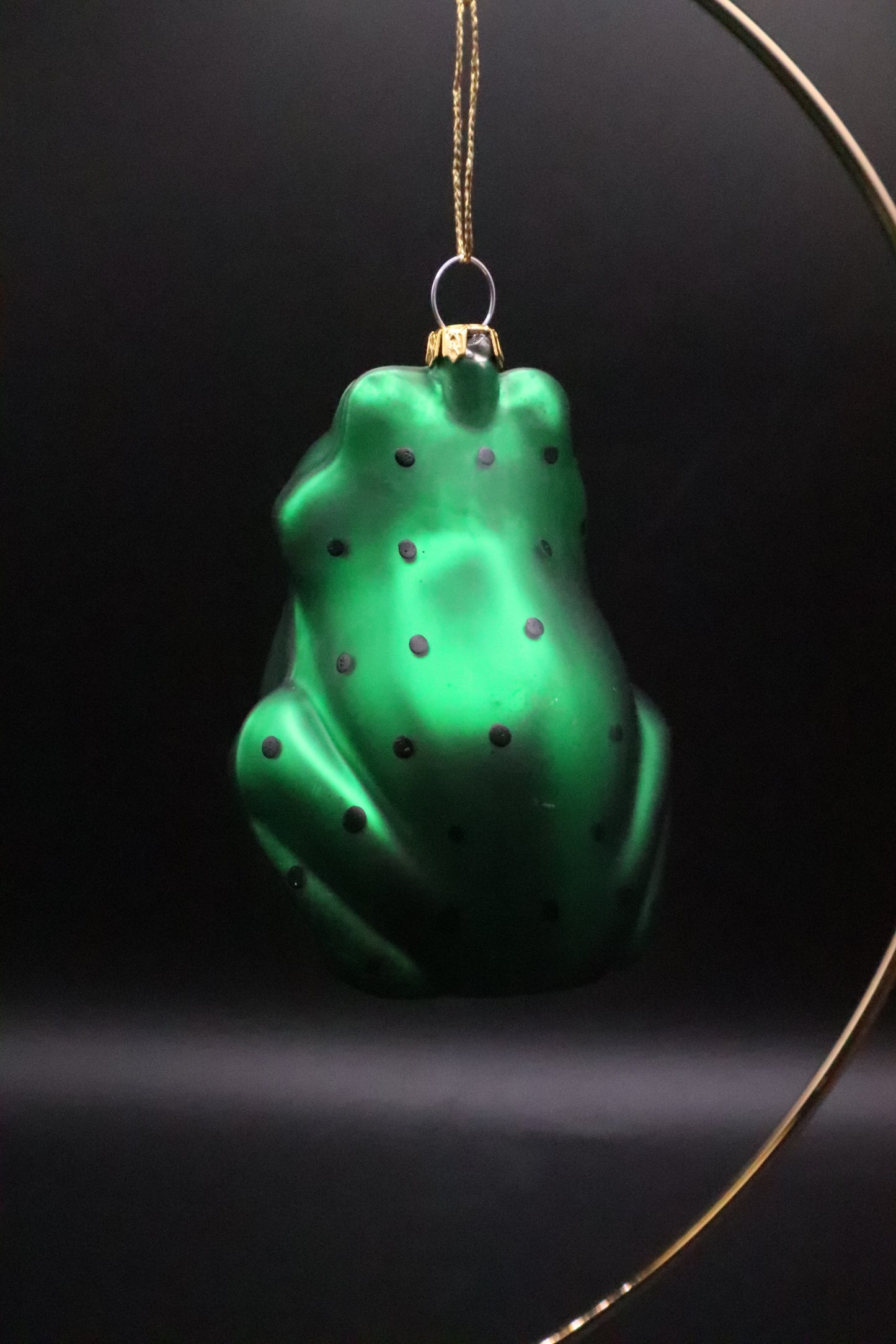 VINTAGE SITTING FROG GLASS ORNAMENT