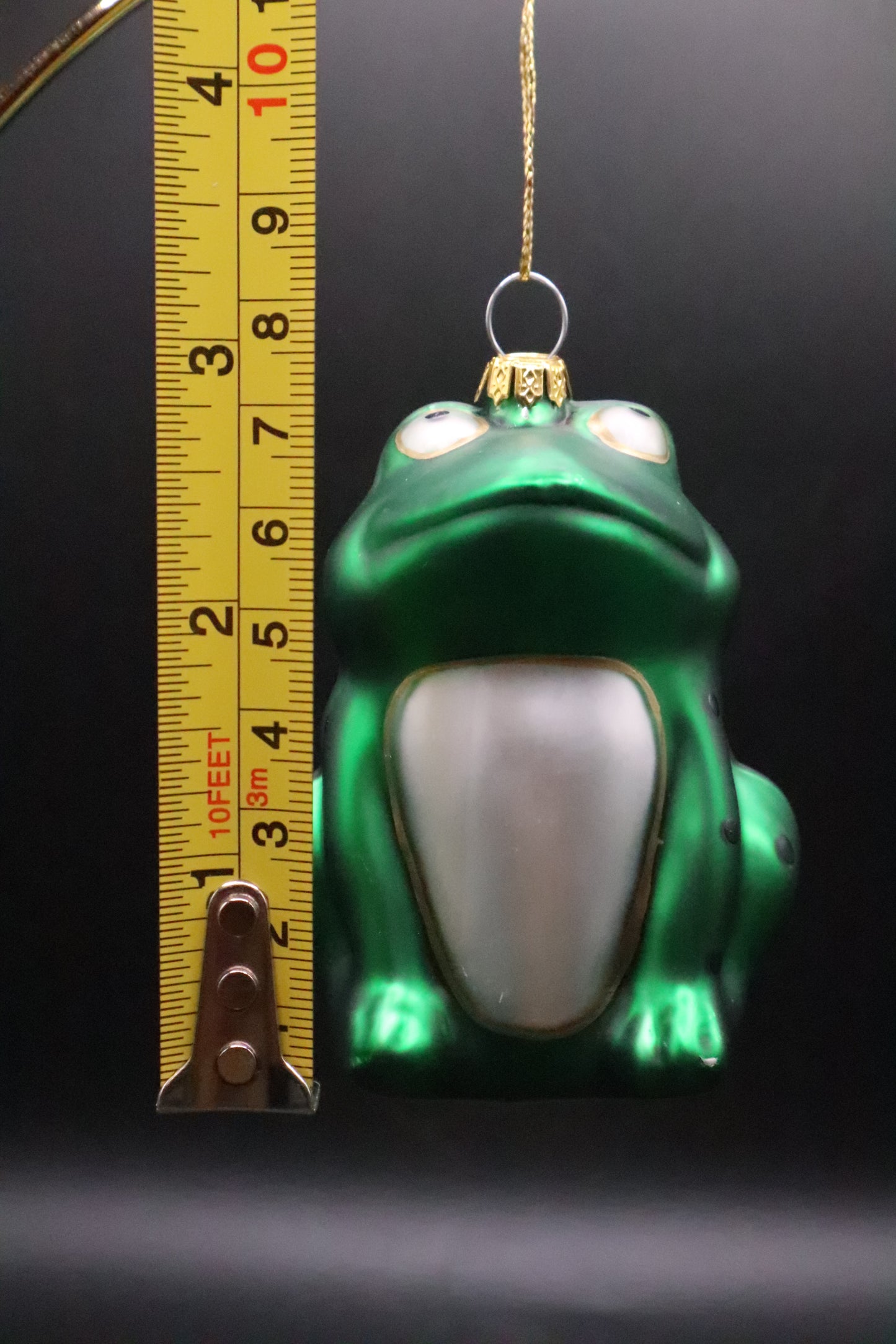 VINTAGE SITTING FROG GLASS ORNAMENT