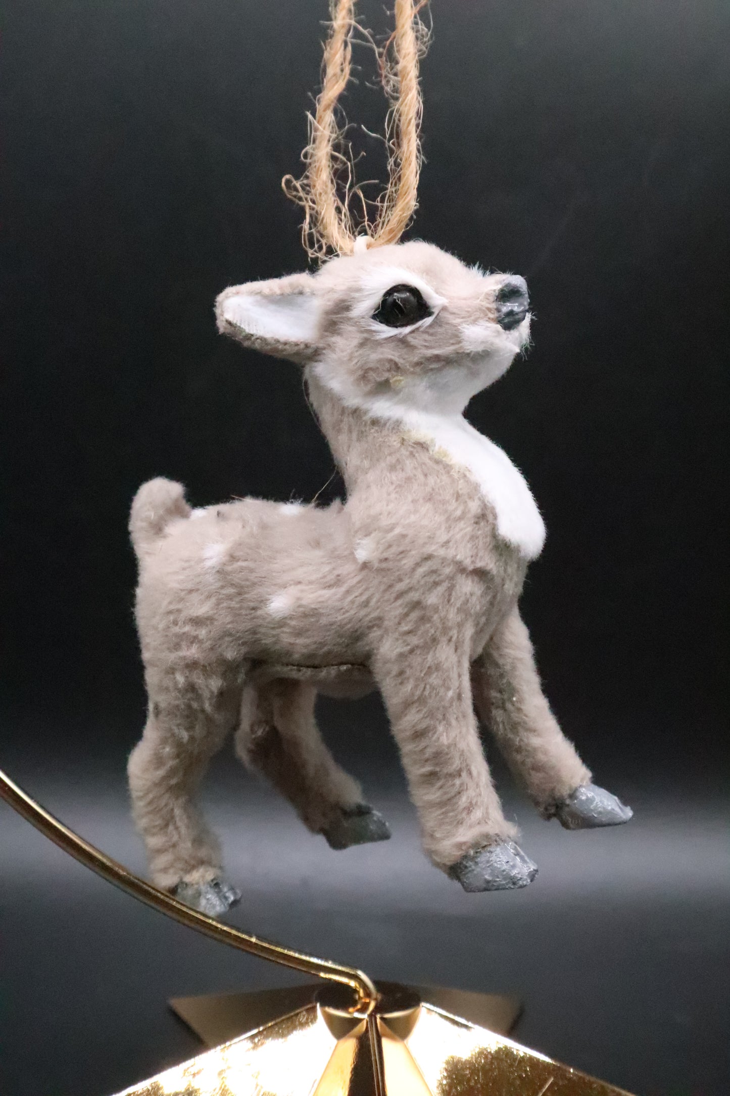 FAUX FUR DEER CHRISTMAS ORNAMENT