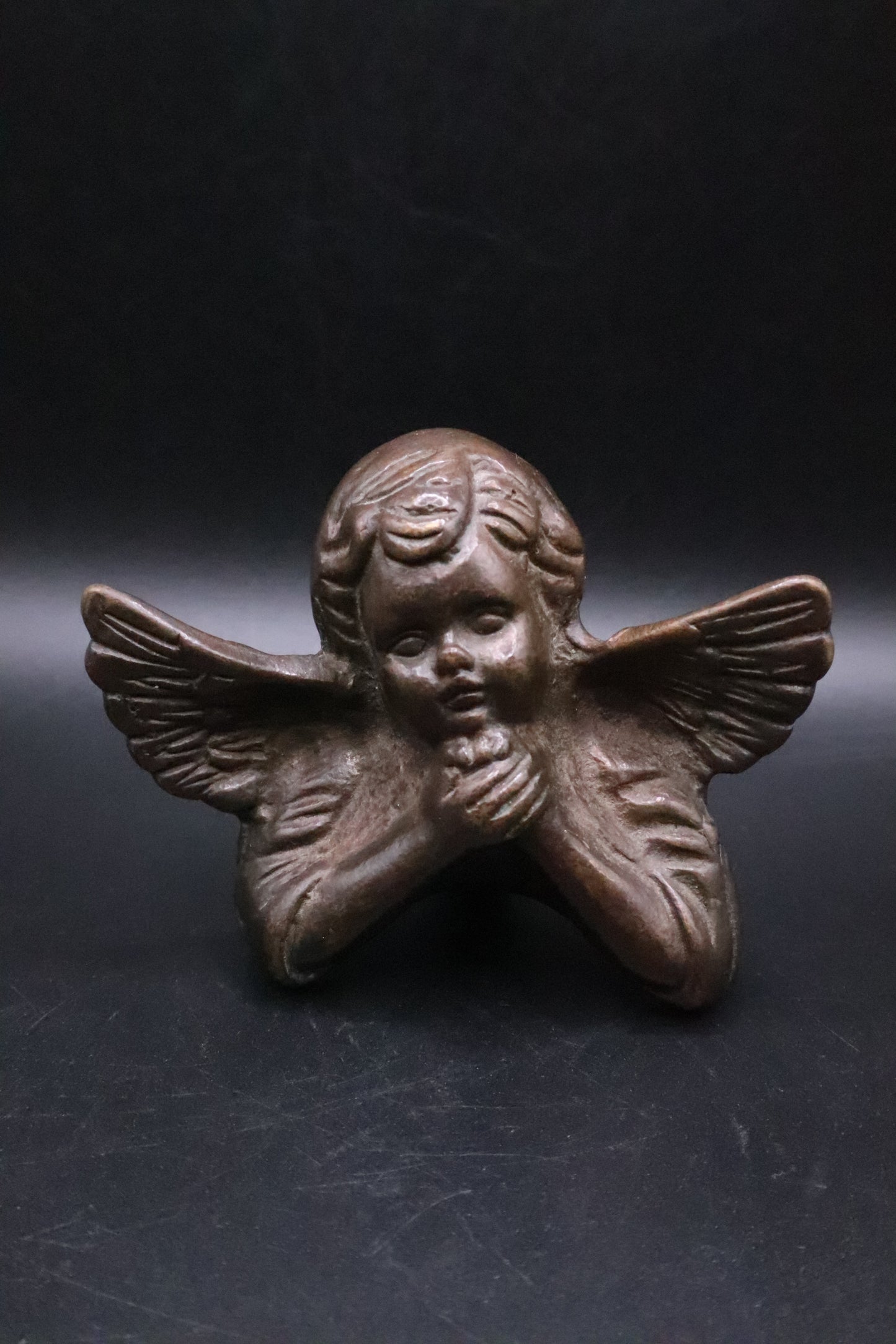 BRASS CHERUB CANDLE HOLDER