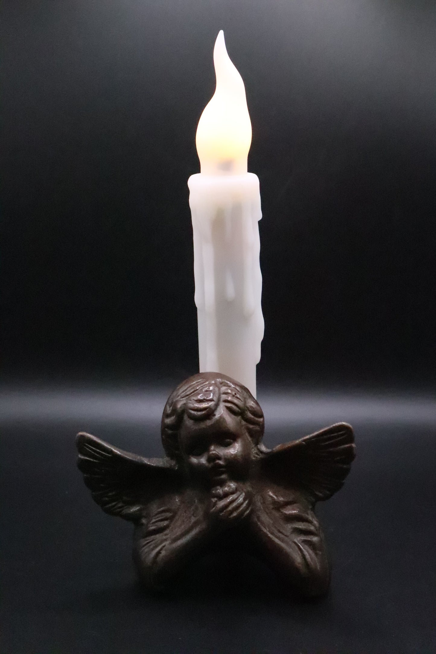 BRASS CHERUB CANDLE HOLDER