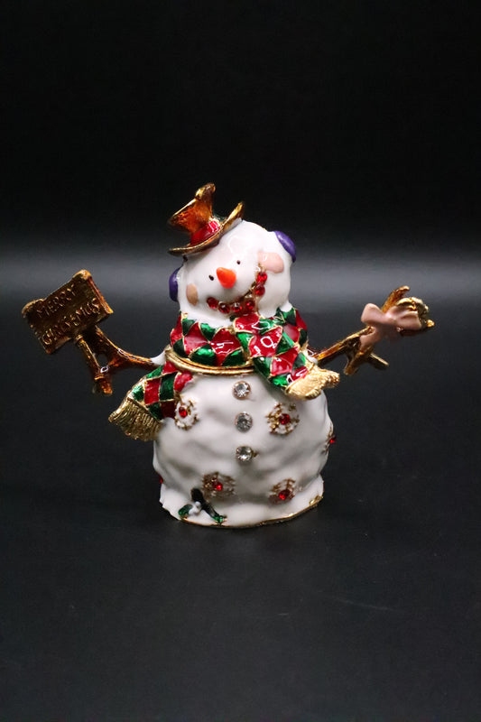 ENAMEL MERRY CHRISTMAS SANTA TRINKET BOX