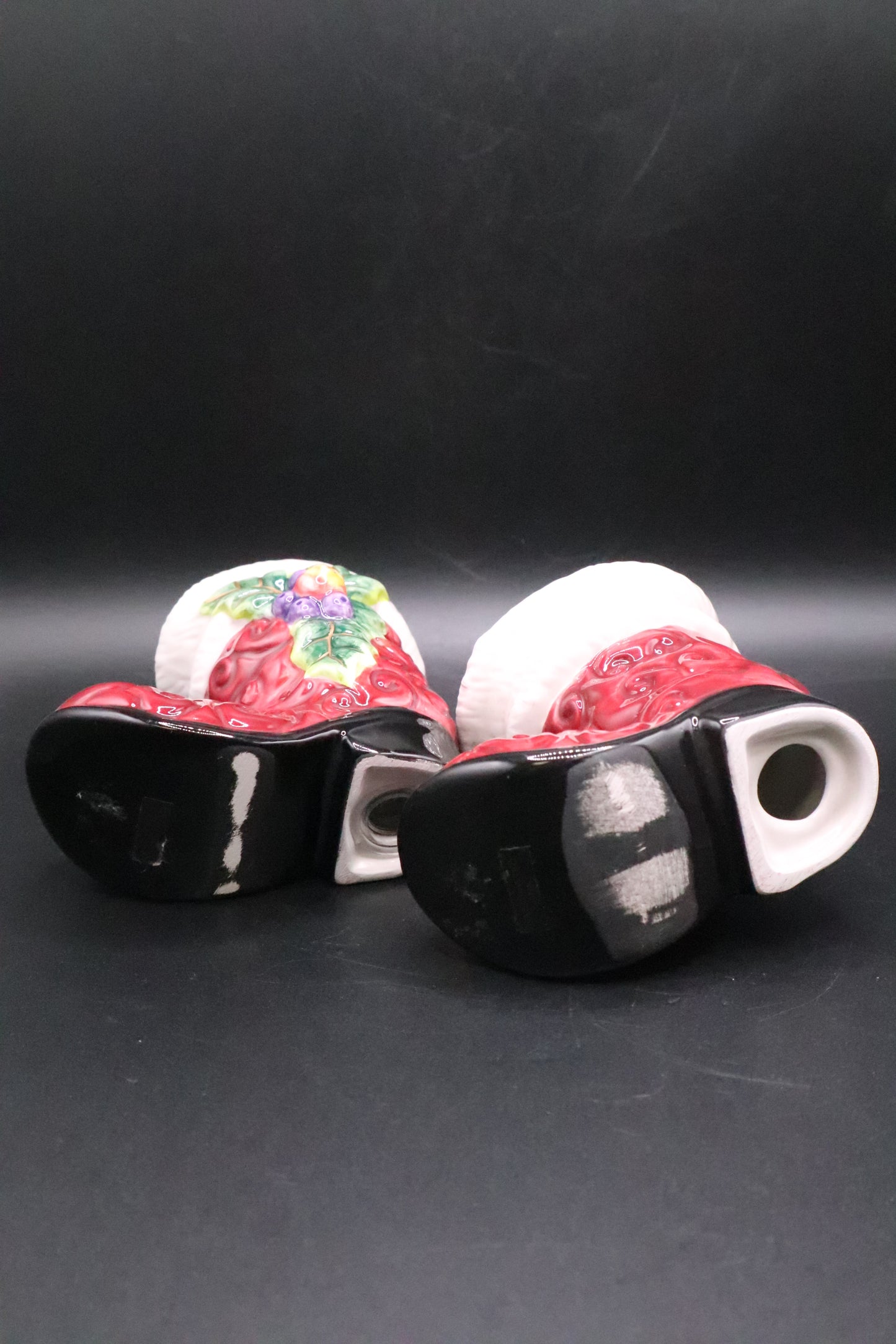 FITZ & FLOYD SANTA BOOTS SALT & PEPPER SHAKERS