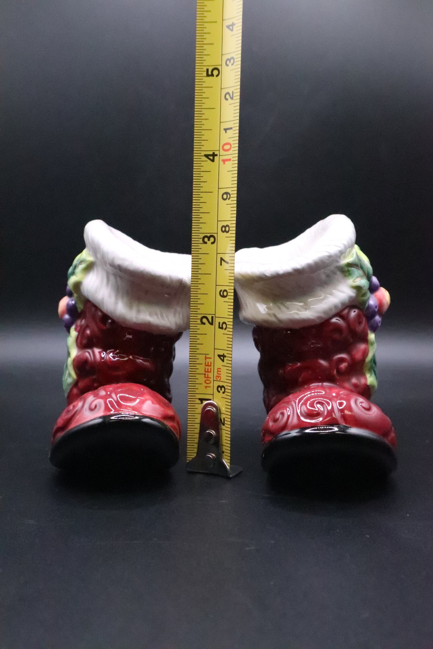 FITZ & FLOYD SANTA BOOTS SALT & PEPPER SHAKERS