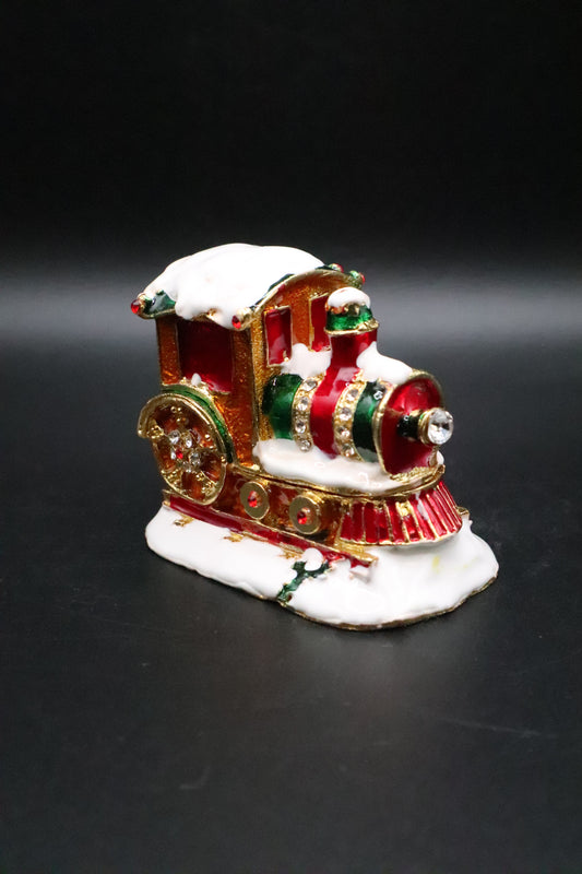 ENAMEL SANTA TRAIN TRINKET BOX