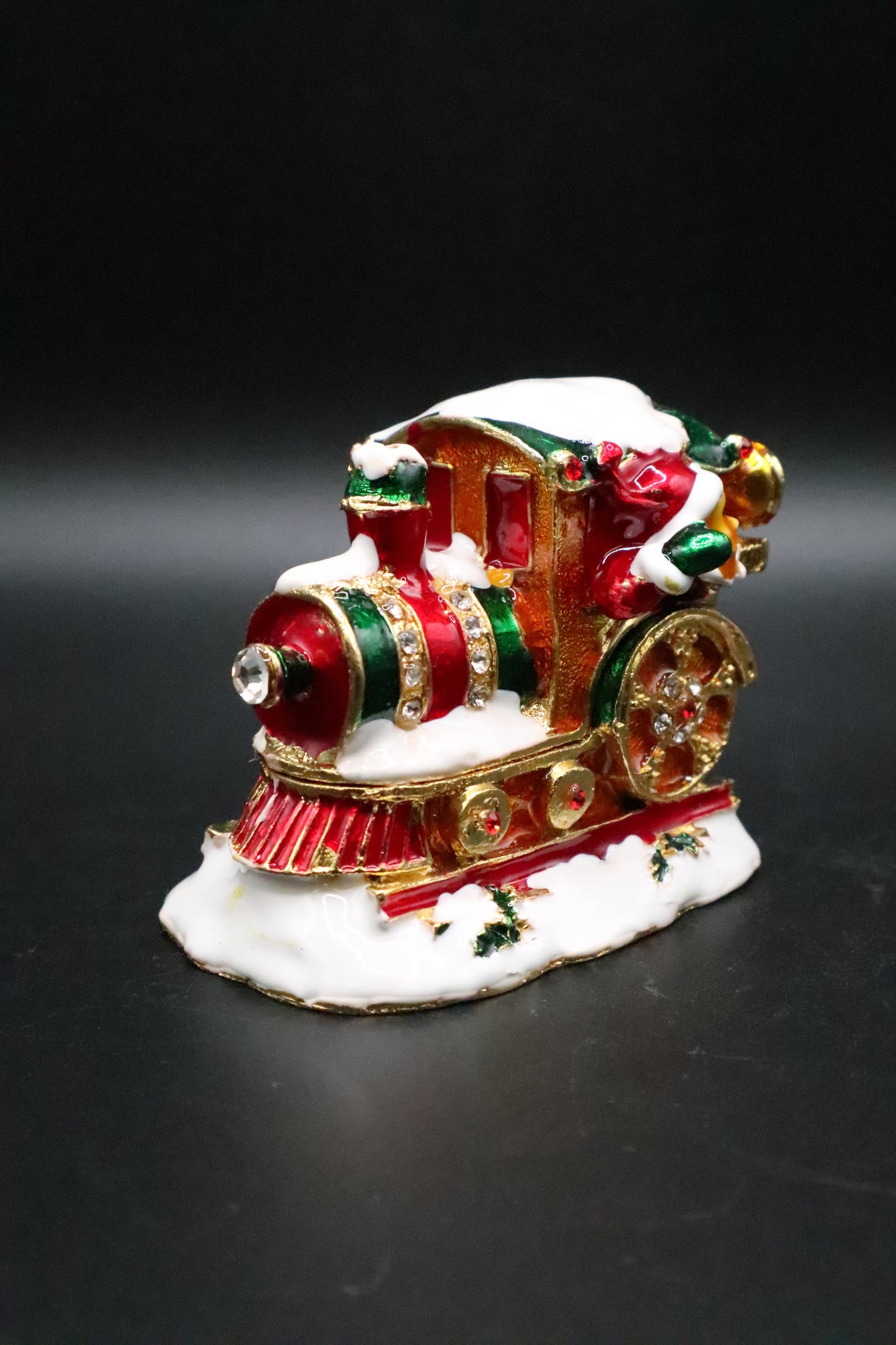 ENAMEL SANTA TRAIN TRINKET BOX