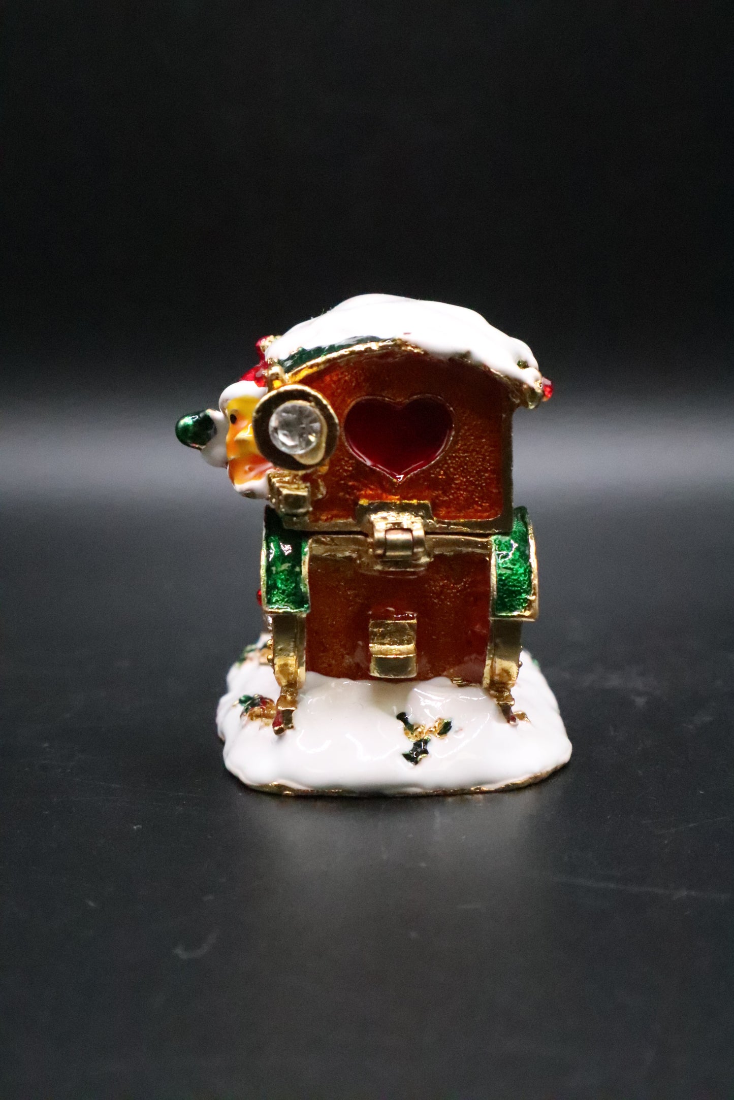 ENAMEL SANTA TRAIN TRINKET BOX