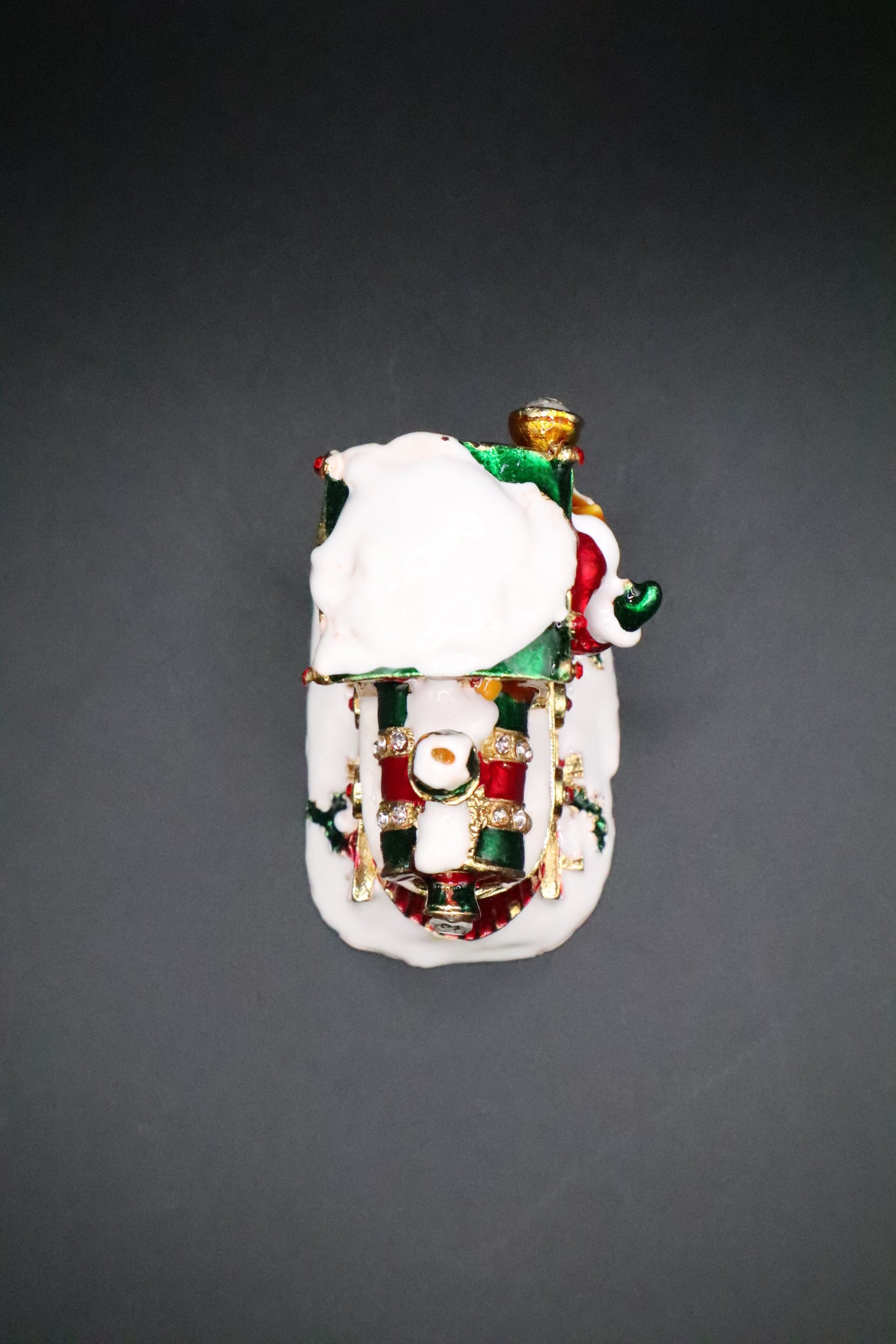 ENAMEL SANTA TRAIN TRINKET BOX