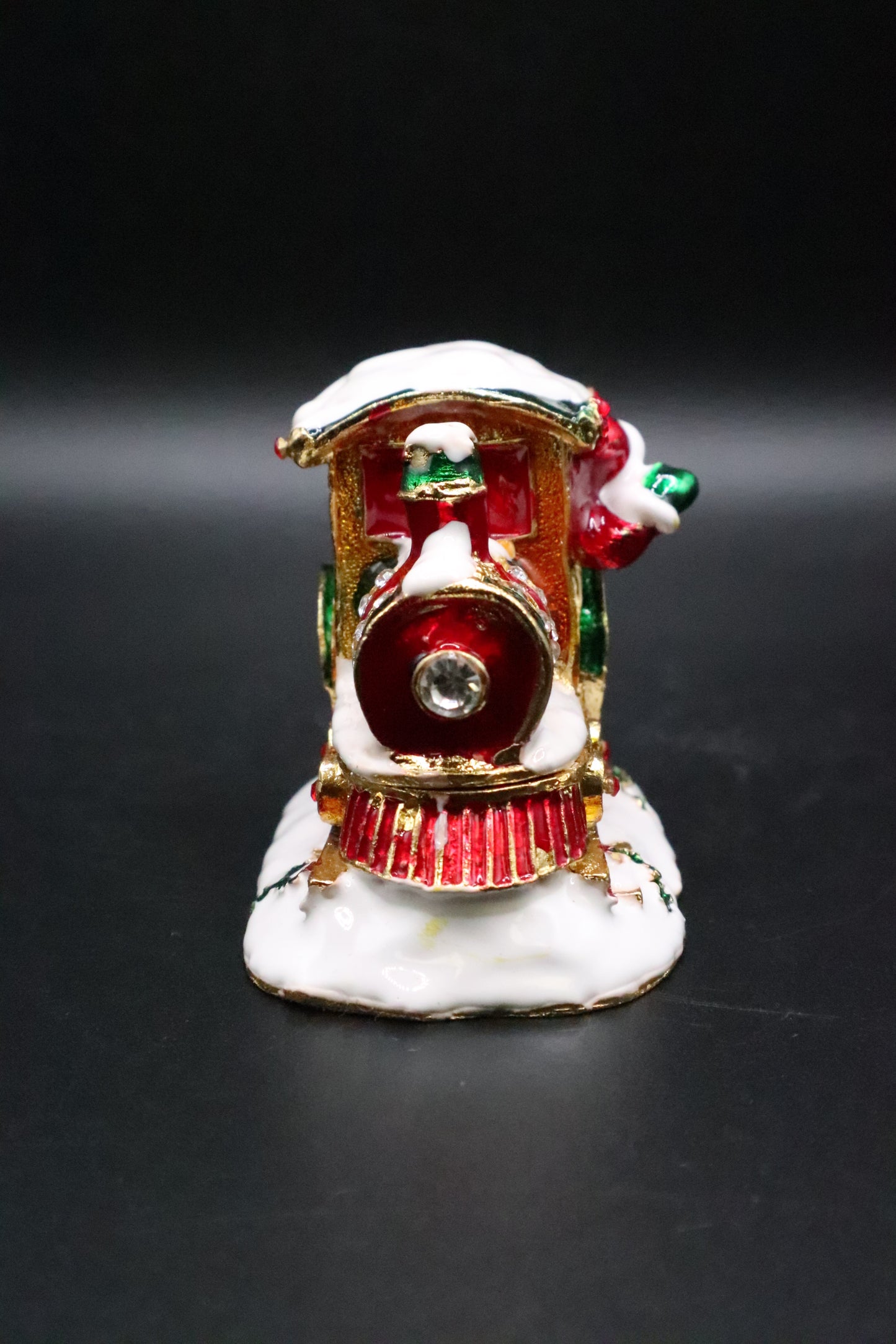 ENAMEL SANTA TRAIN TRINKET BOX