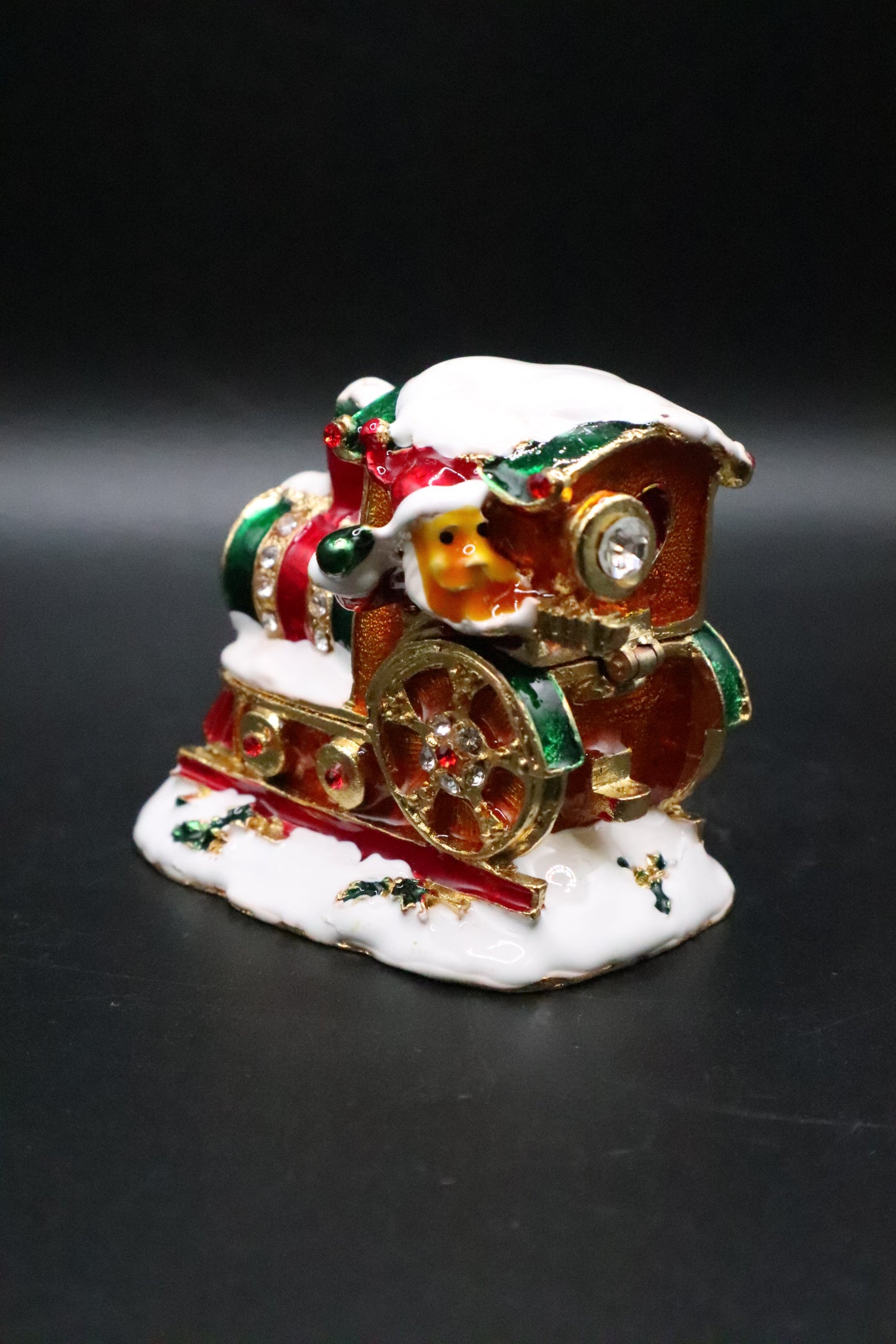 ENAMEL SANTA TRAIN TRINKET BOX