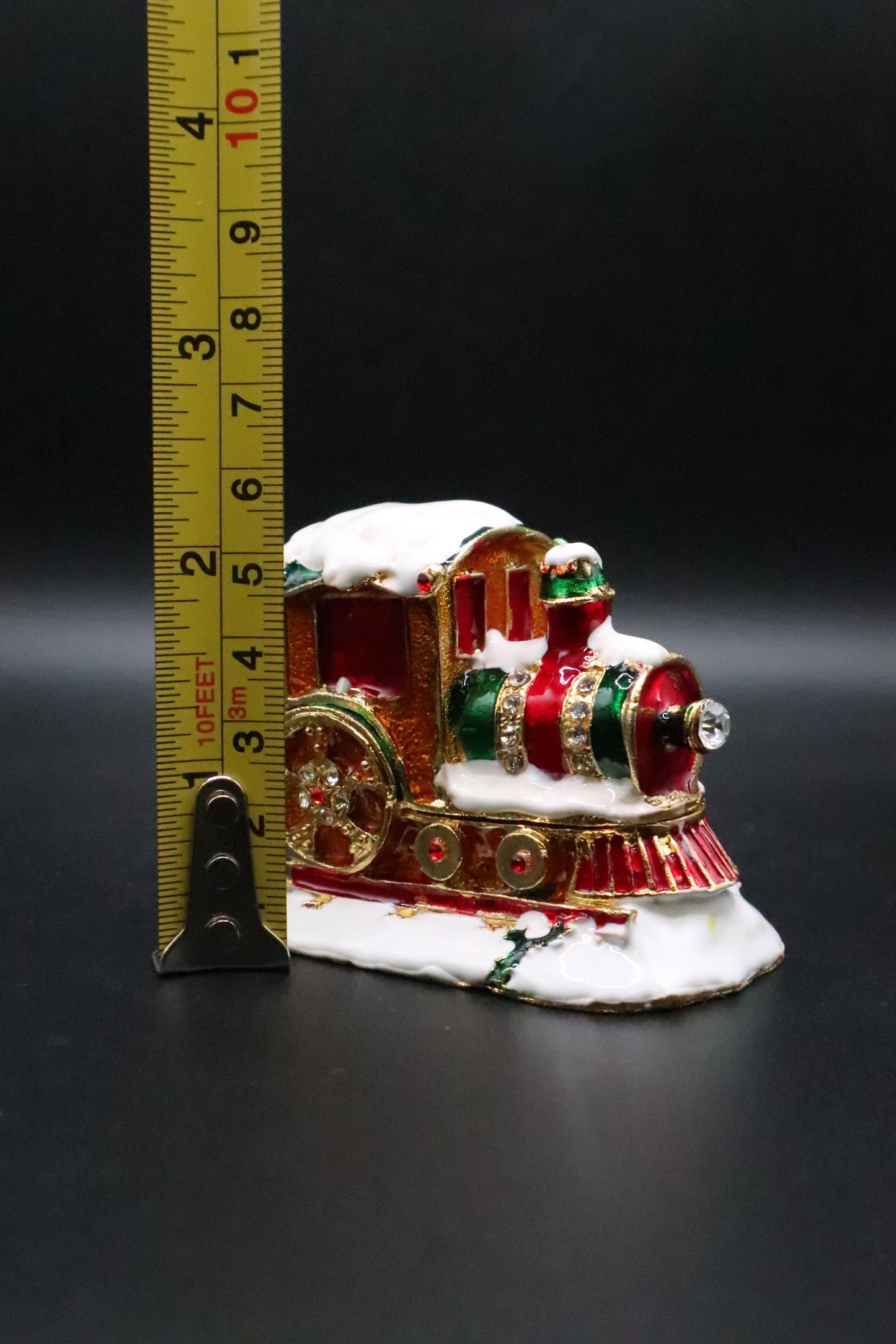 ENAMEL SANTA TRAIN TRINKET BOX
