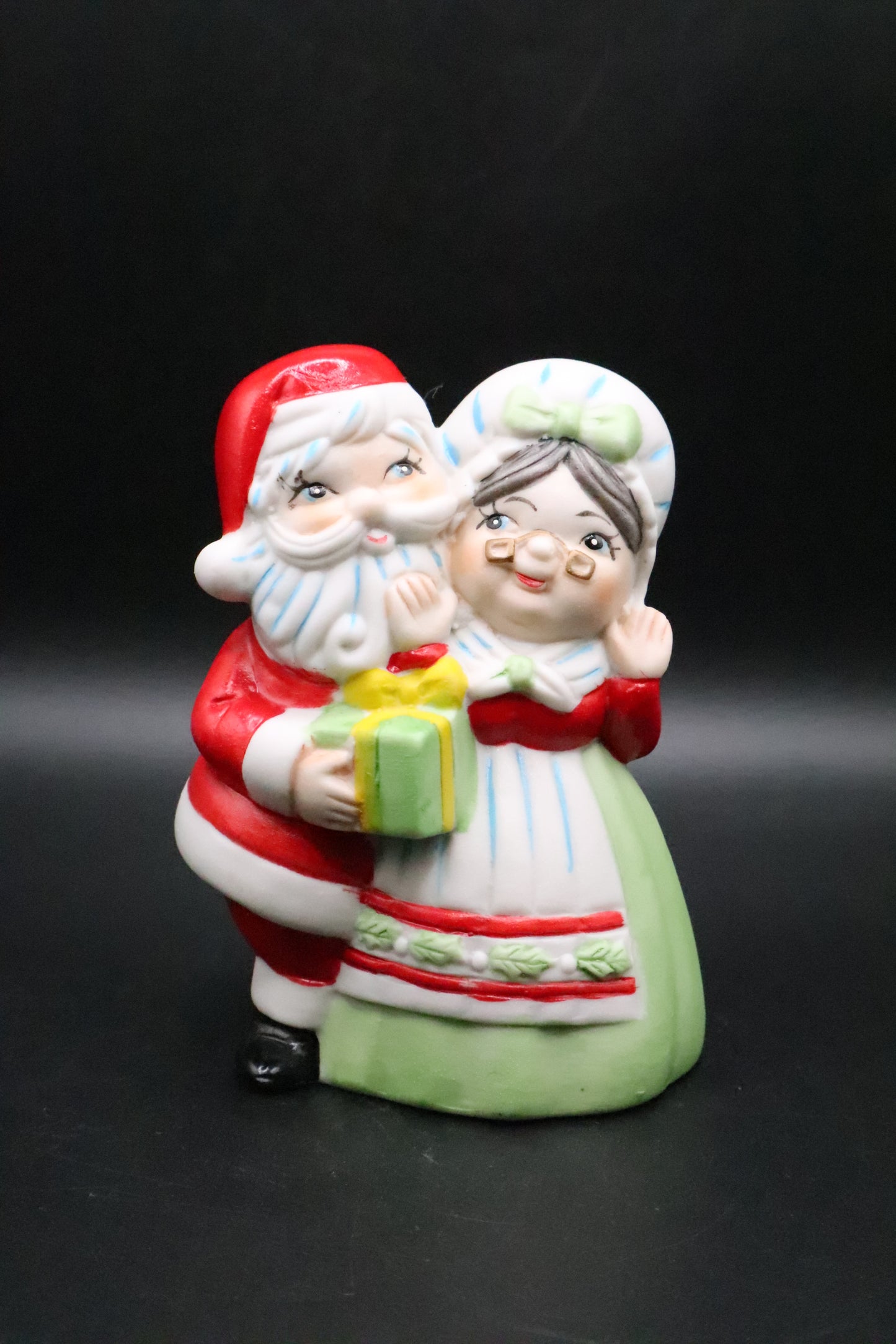 VINTAGE MR. & MRS. SANTA CLAUS PORCELAIN BELL