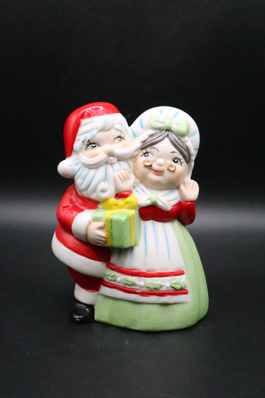 VINTAGE MR. & MRS. SANTA CLAUS PORCELAIN BELL